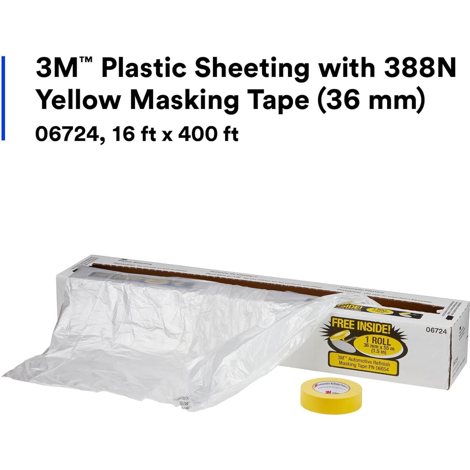 Cubierta Plástica 3M Cinta Enmascarar Amarilla 388N 16x106m