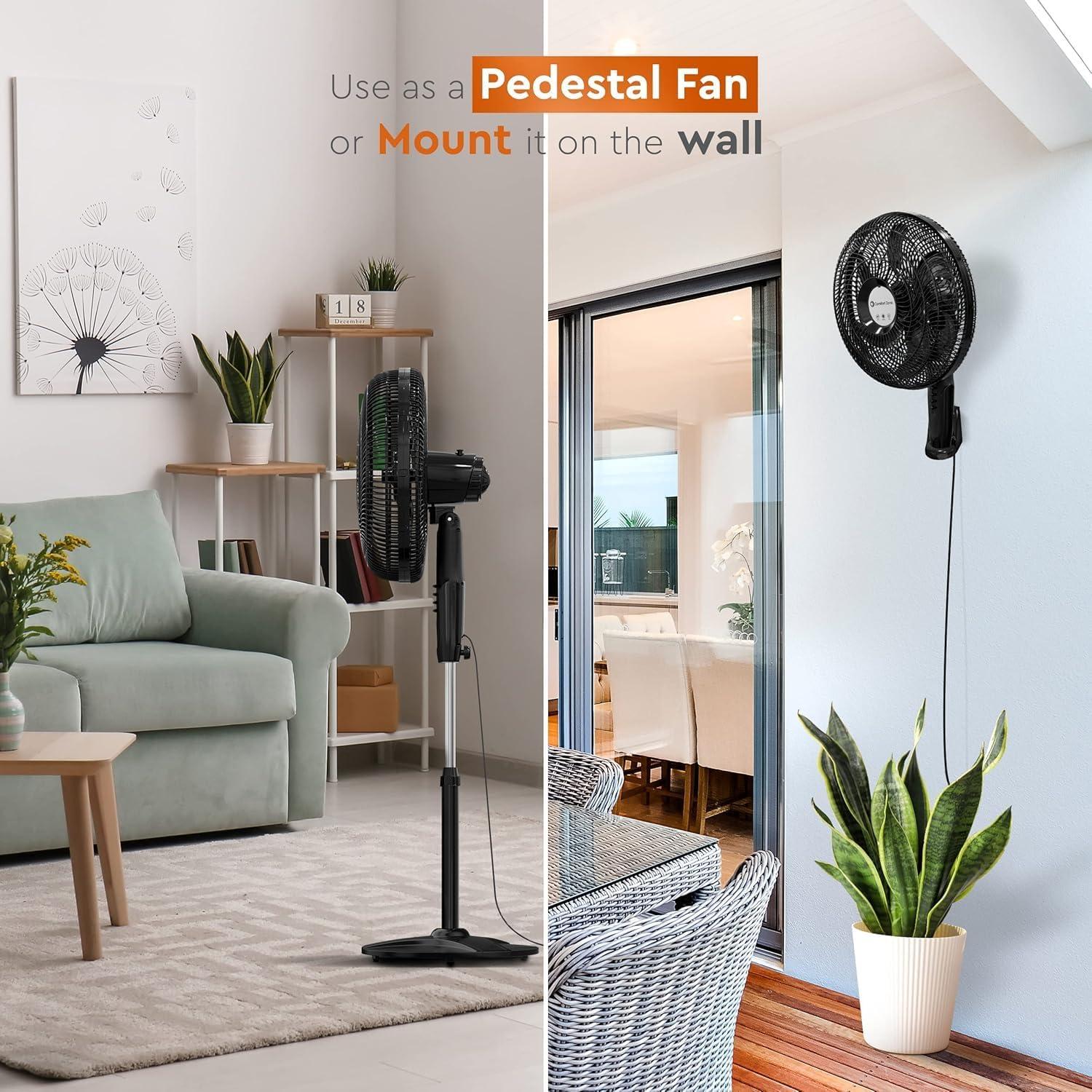 Ventilador de pedestal Comfort Zone CZST180BK 18" Oscilante