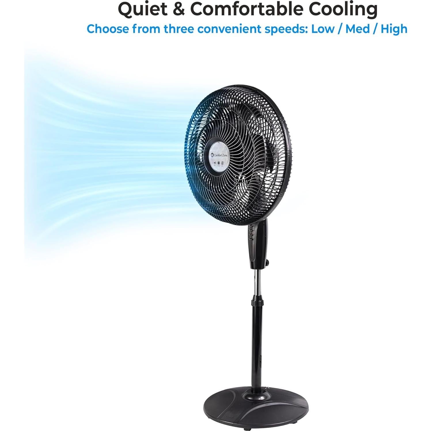 Ventilador de pedestal Comfort Zone CZST180BK 18" Oscilante