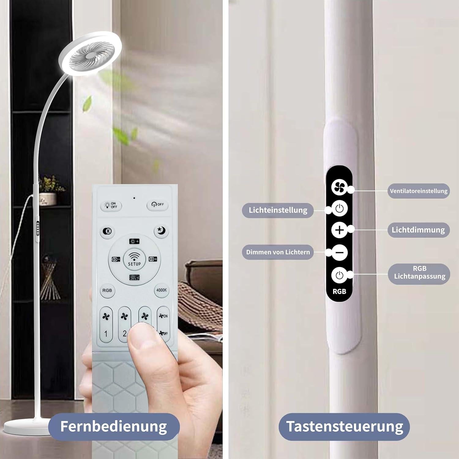 Ventilador de pie ONIDEK LDFS con luz RGB 18W 1500lm