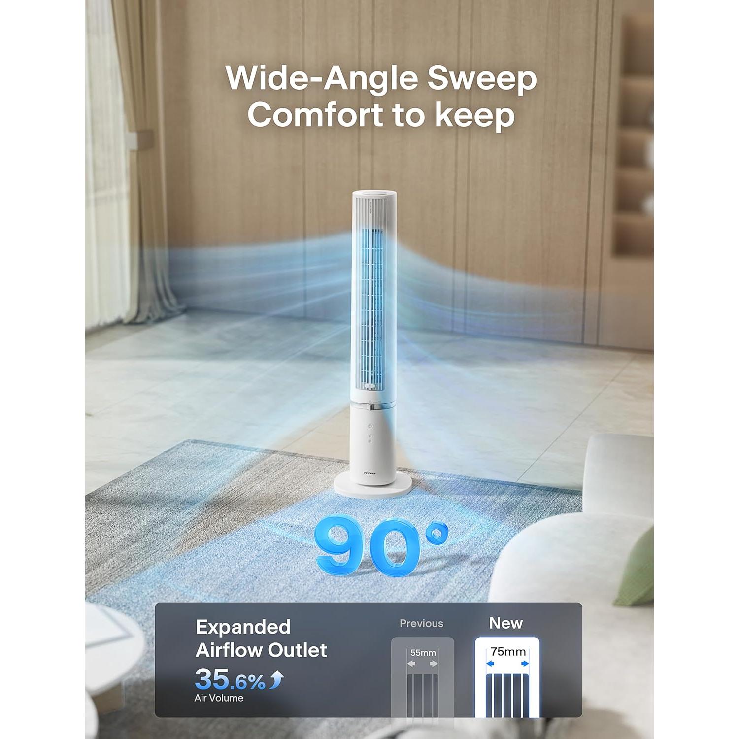 40-Inch Tower Fan for Bedroom, Fan That Blows Cold Air, Oscillating Fan with Innovative Washable Design, 2000 CFM, 28ft/s Airflow, 4 Speeds + 2 Modes, 90° Oscillation, 23dB Quiet