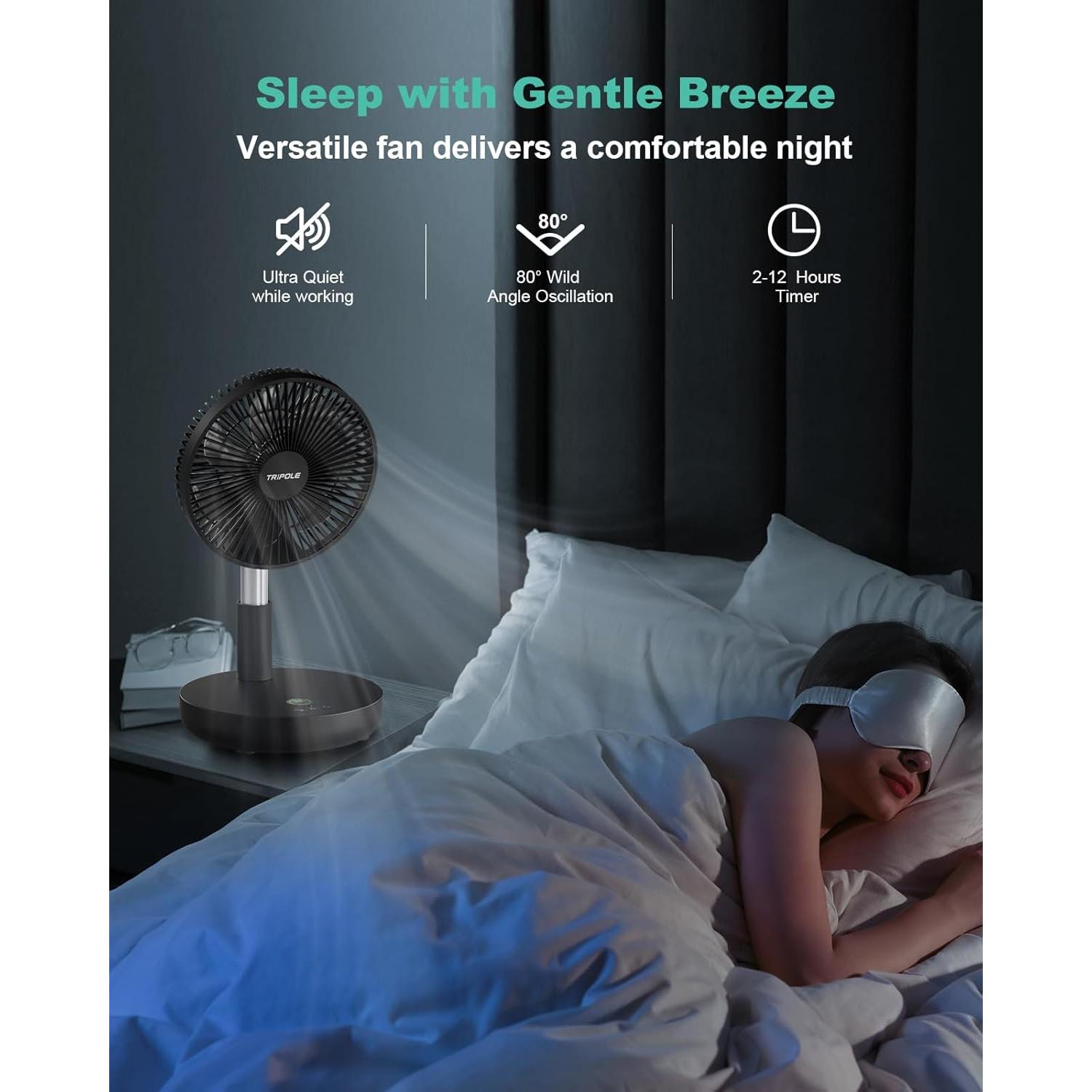 Ventilador de Pie TriPole Oscilante 9" Recargable 12000mAh