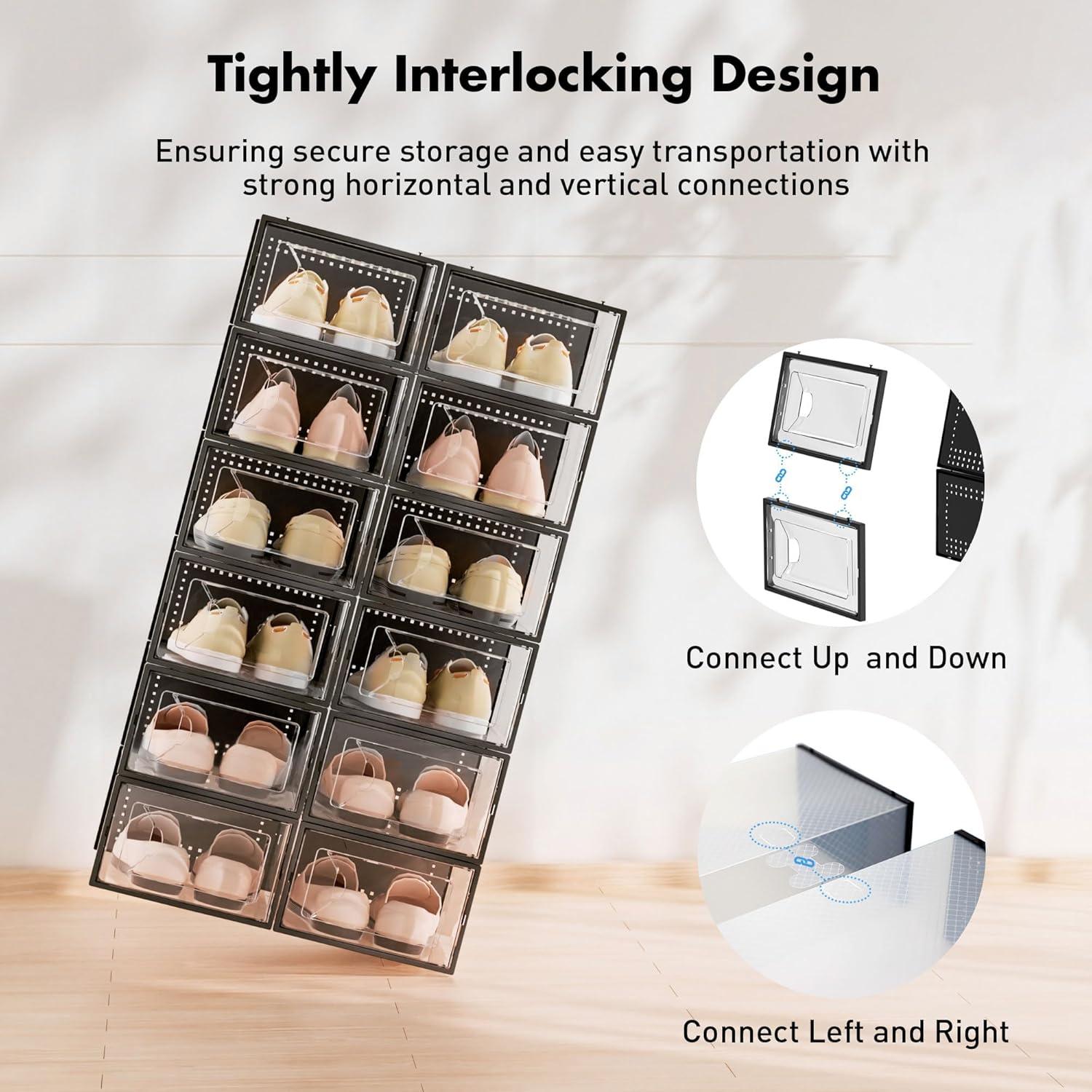 Organizador de Zapatos Foluck 15 Cajas Apilables Transparentes