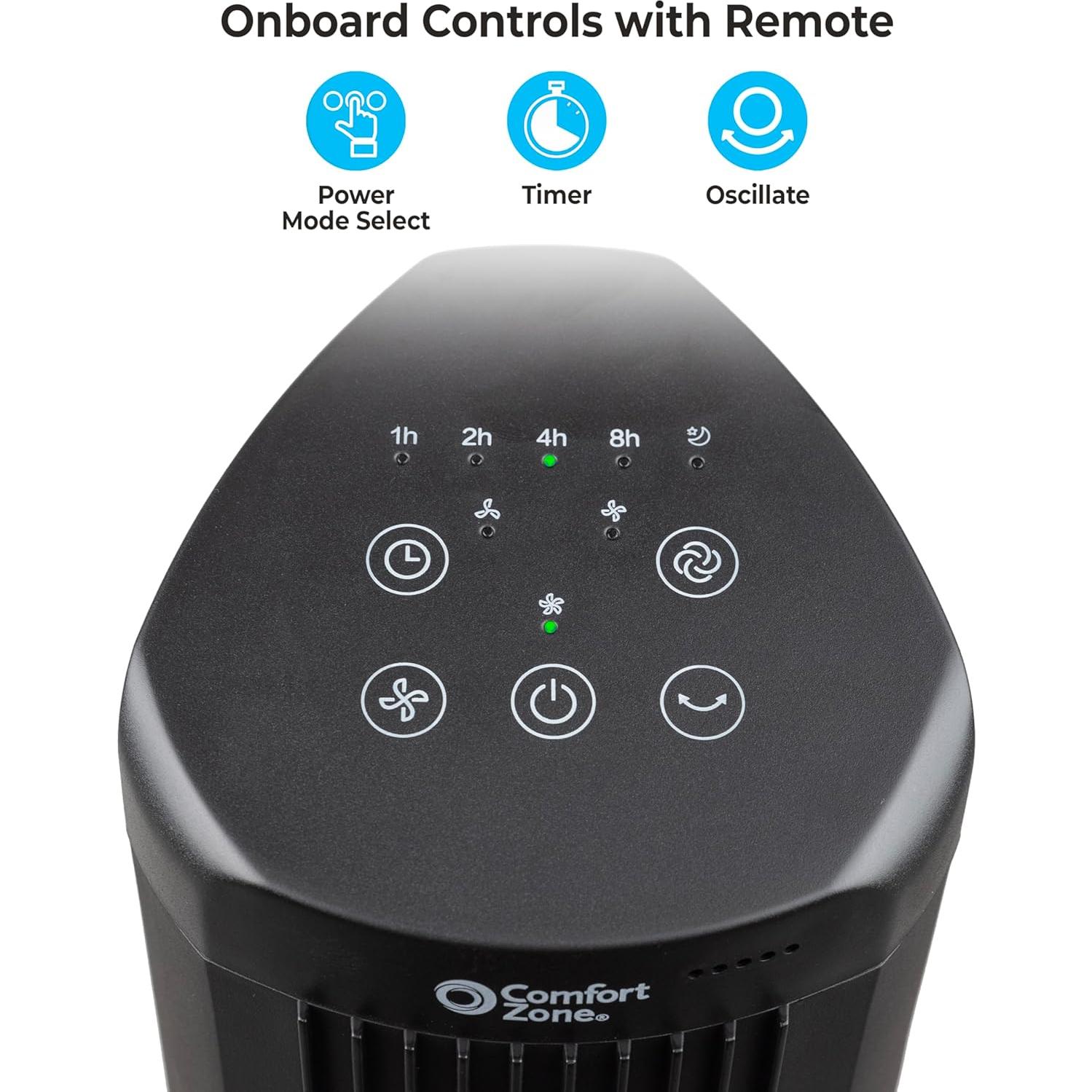 Ventilador de Torre Oscilante Comfort Zone 101.6 cm Control Remoto