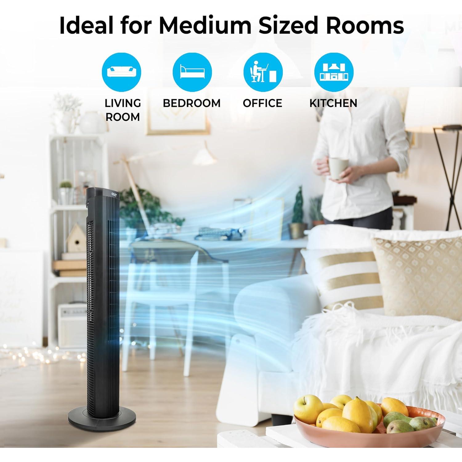 Ventilador de Torre Oscilante Comfort Zone 101.6 cm Control Remoto