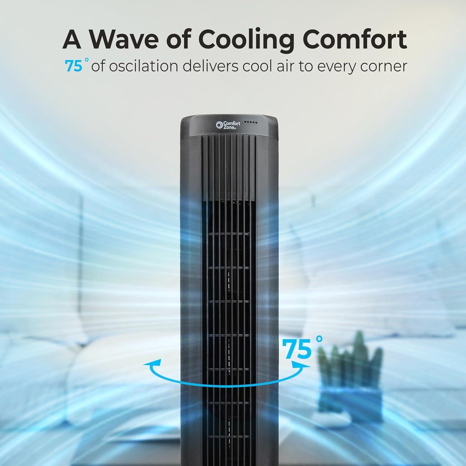 Ventilador de Torre Oscilante Comfort Zone 101.6 cm Control Remoto