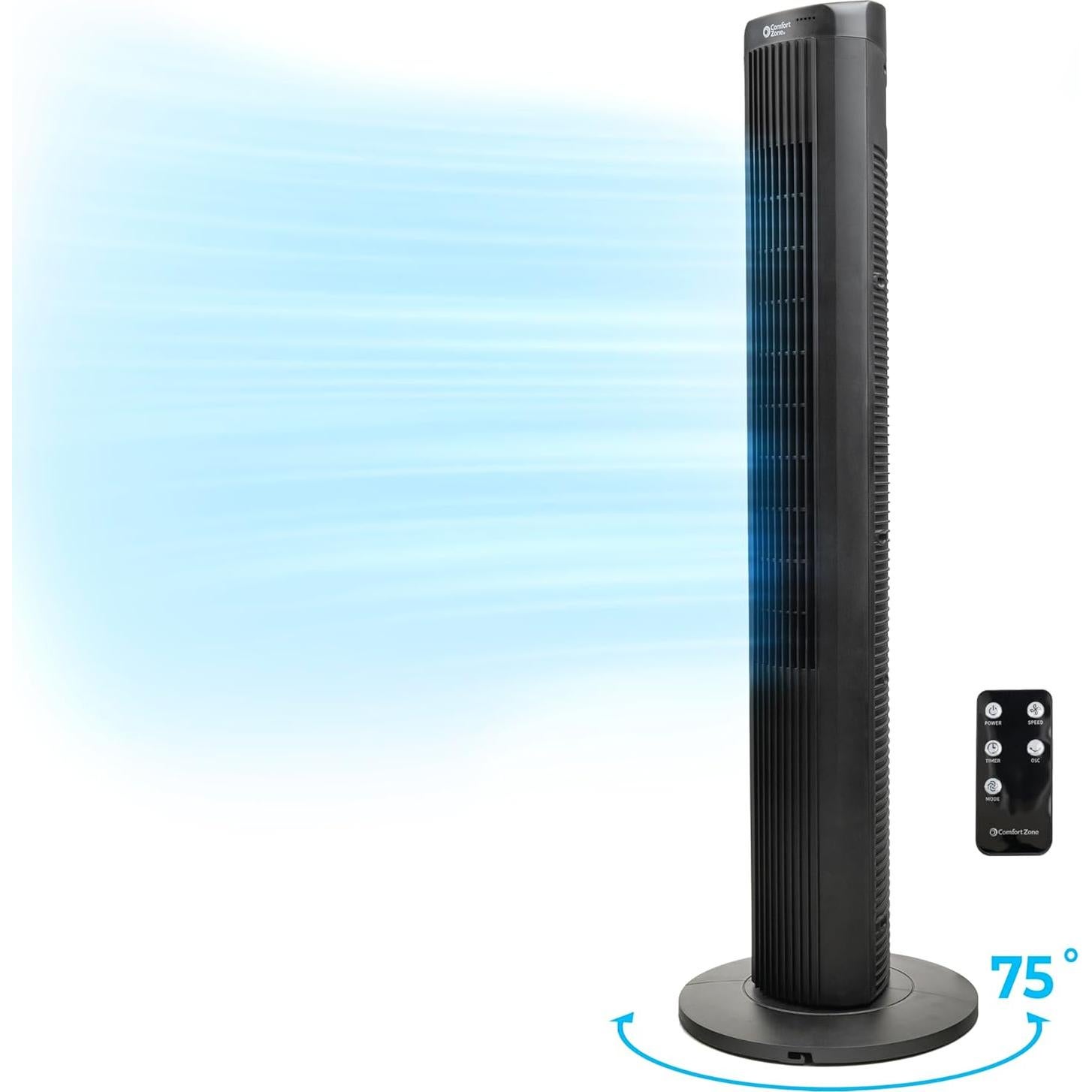 Ventilador de Torre Oscilante Comfort Zone 101.6 cm Control Remoto