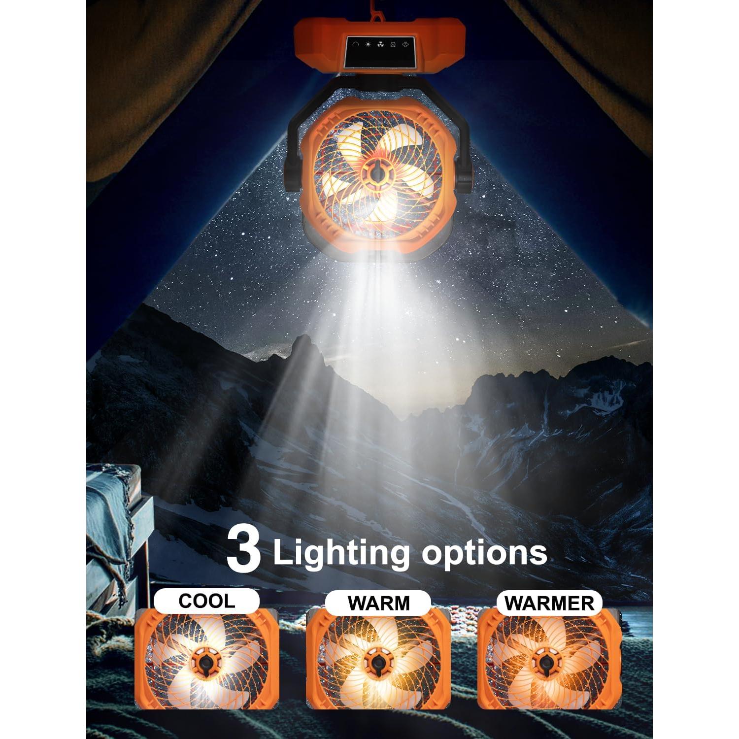 Portable Misting Fan - 20000mAh Rechargeable Water Fan for Patios, Camping, Outdoor - 90° Auto Oscillation + 270° Manual Tilt - 5 Speeds, 3 Levels Lights, 8 Timer Modes, 23db Low Noise