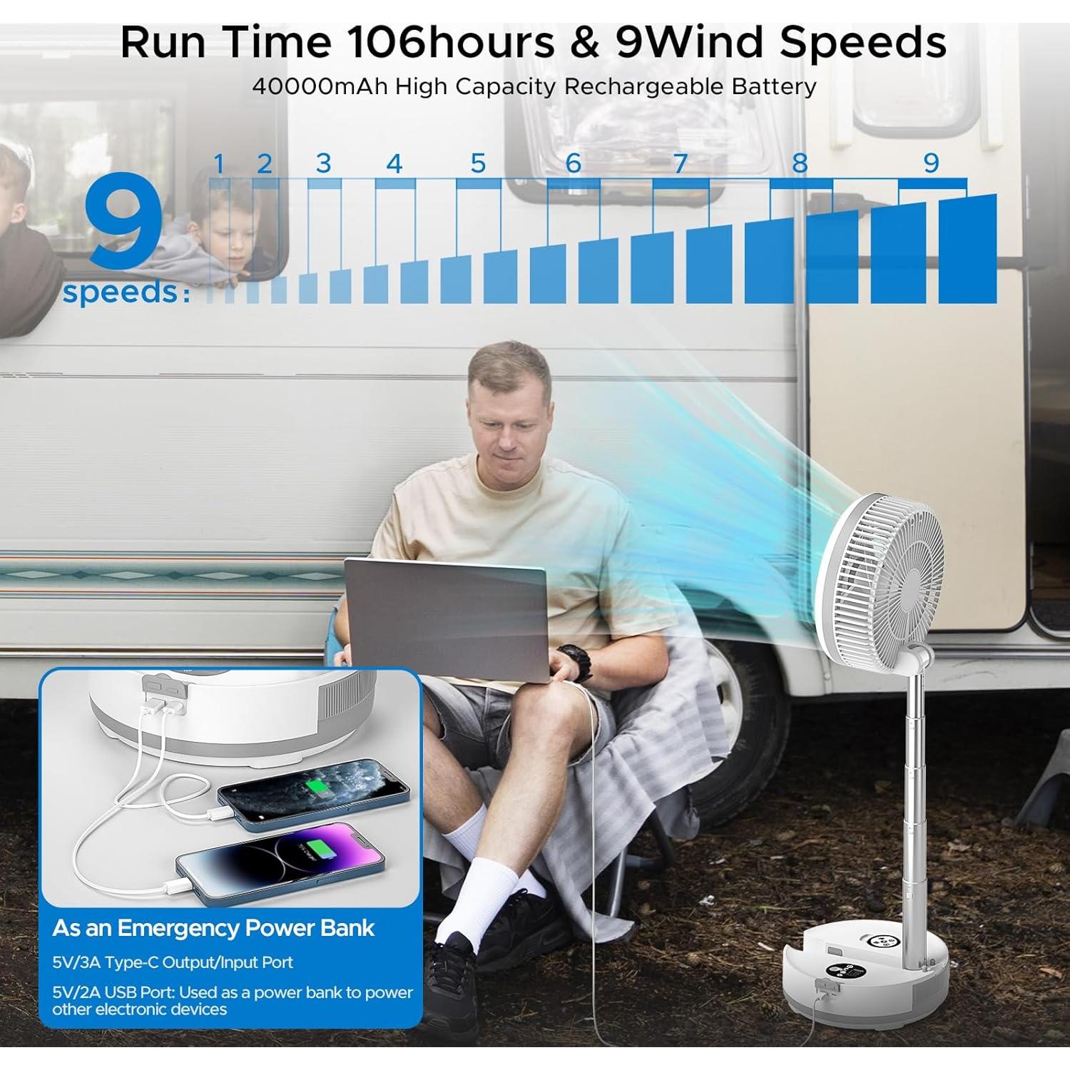 Ventilador de pedestal Creiv A14 40000mAh recargable 106h