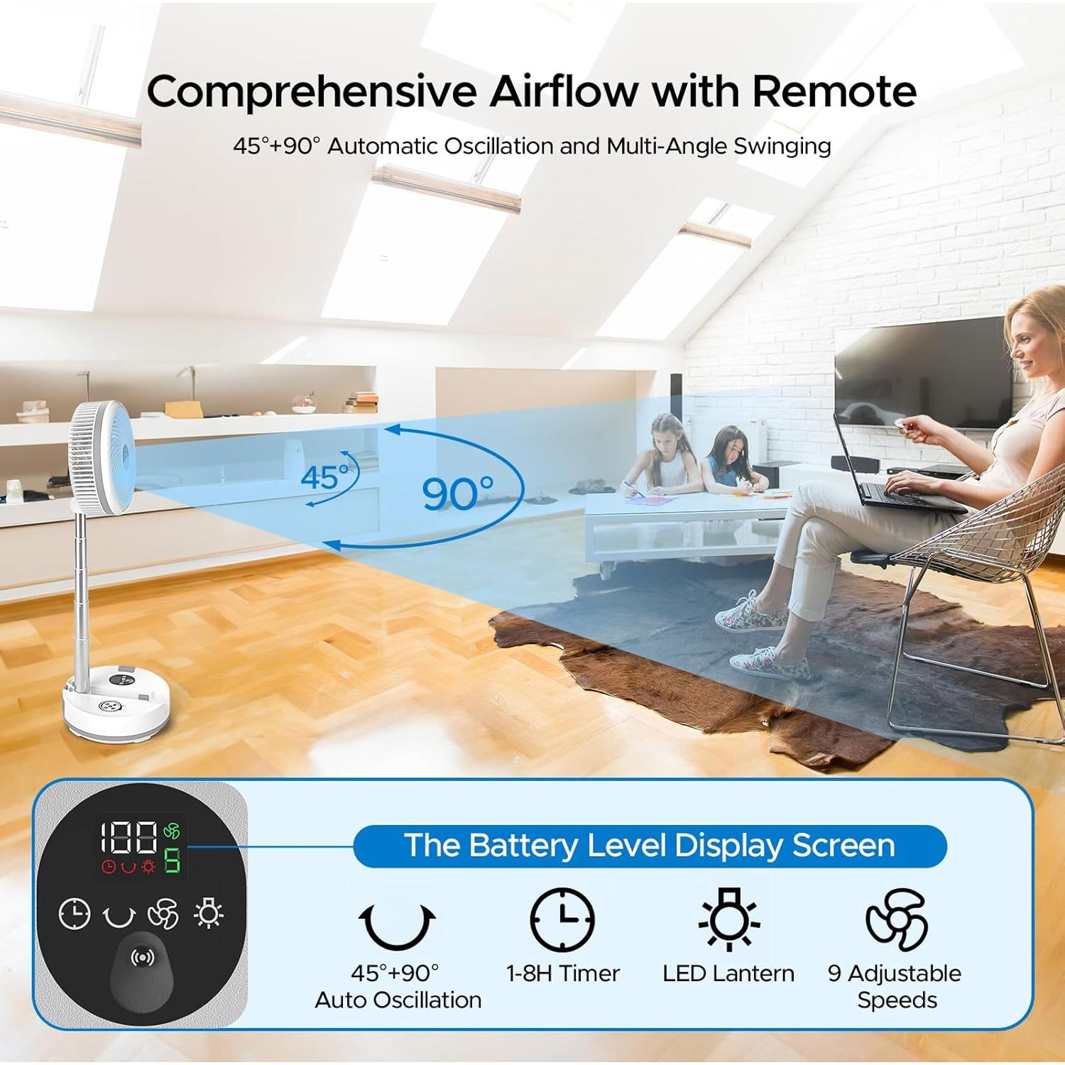 Ventilador de pedestal Creiv A14 40000mAh recargable 106h