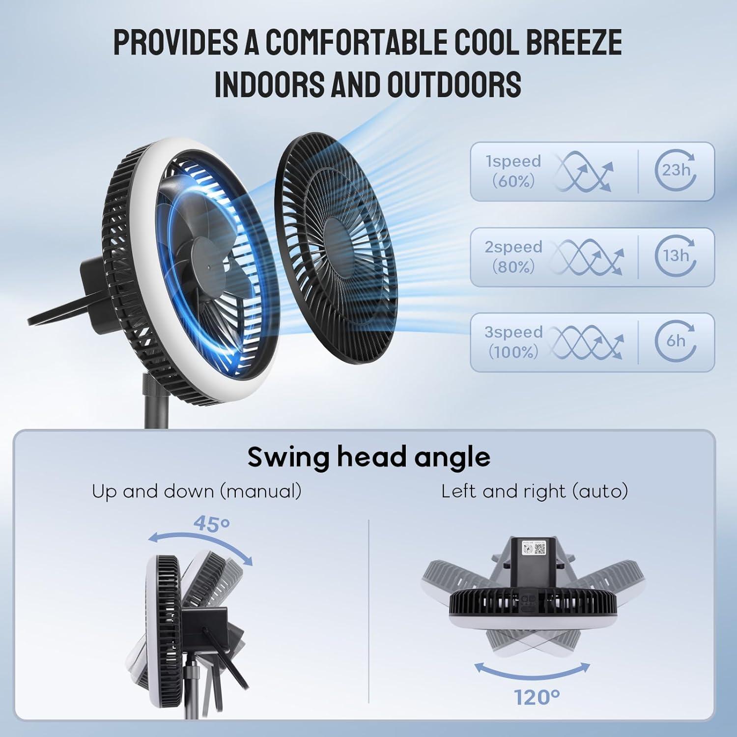 Ventilador de Camping Lixada 5 en 1 Recargable 15000mAh
