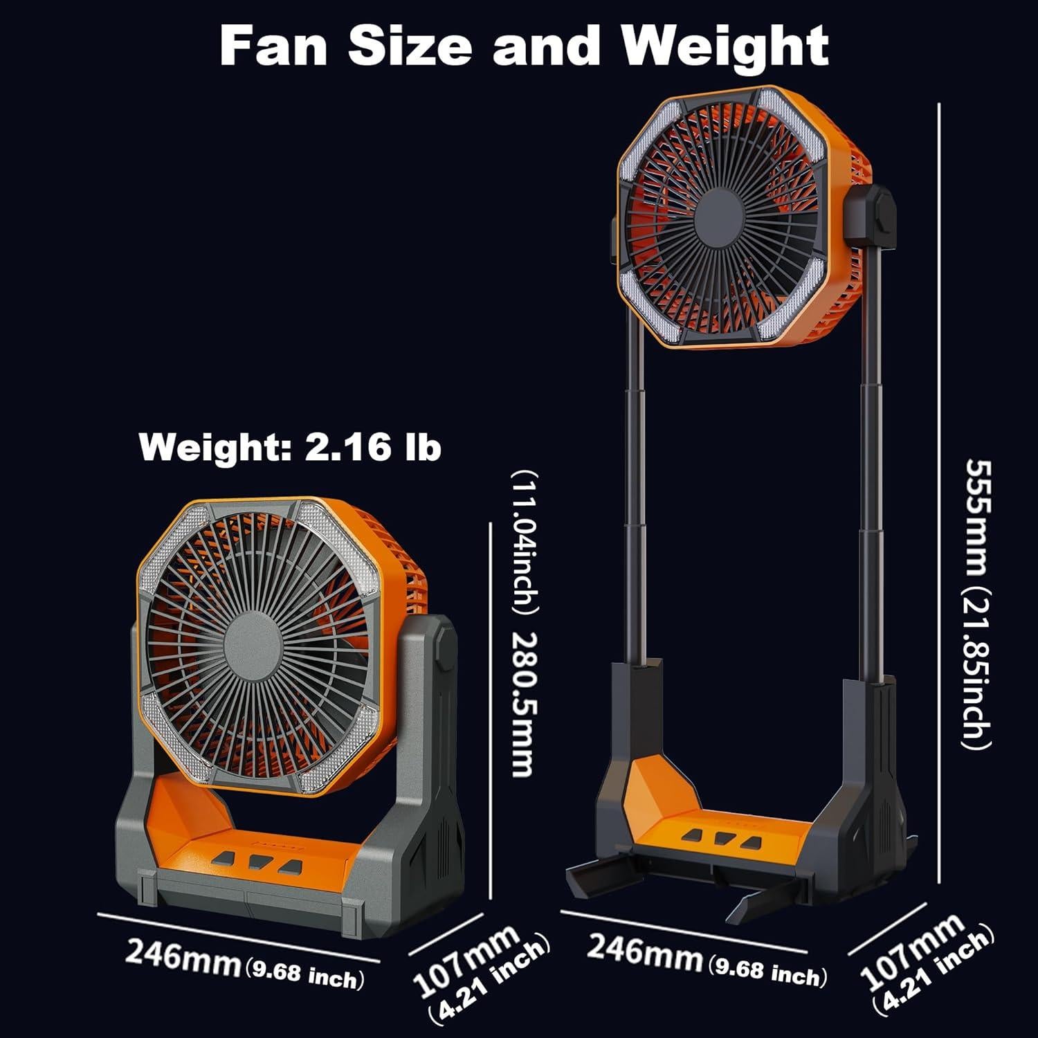 Ventilador Portátil JIYUEDK 16000mAh LED Ajustable 28-56cm