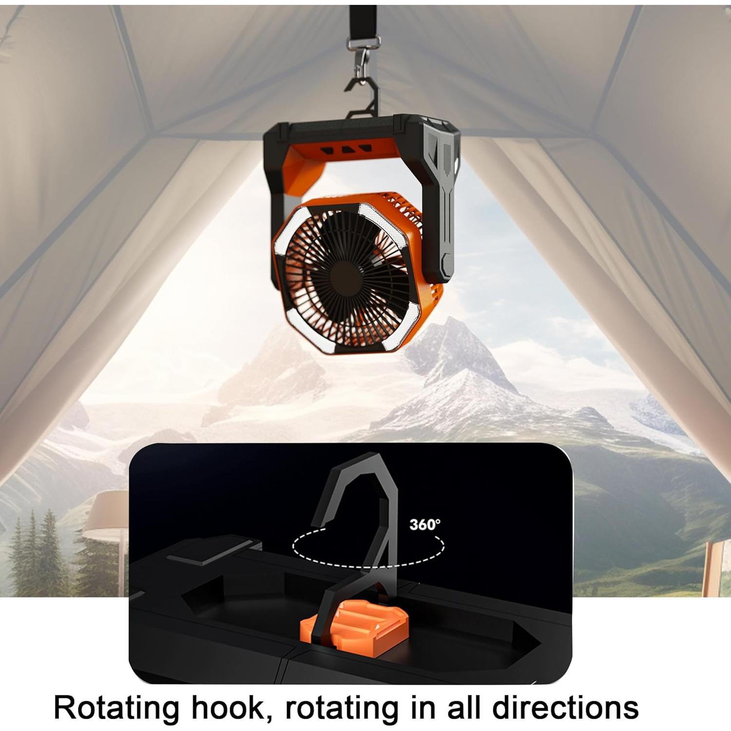 Ventilador Portátil JIYUEDK 16000mAh LED Ajustable 28-56cm