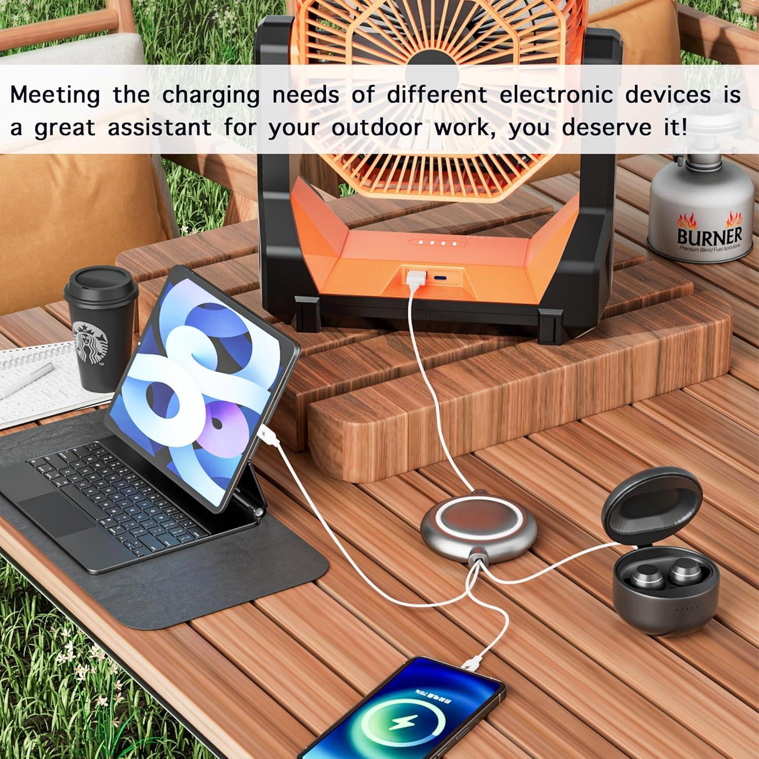 Ventilador Portátil JIYUEDK 16000mAh LED Ajustable 28-56cm