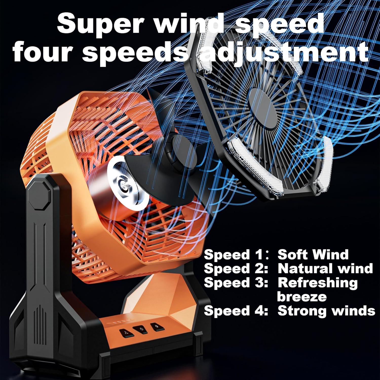 Ventilador Portátil JIYUEDK 16000mAh LED Ajustable 28-56cm