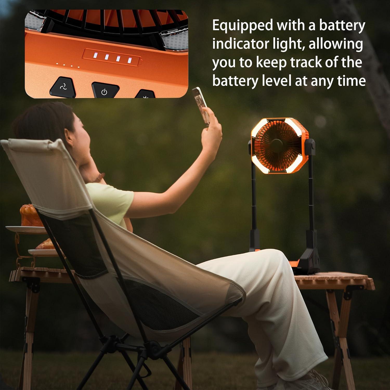 Ventilador Portátil JIYUEDK 16000mAh LED Ajustable 28-56cm