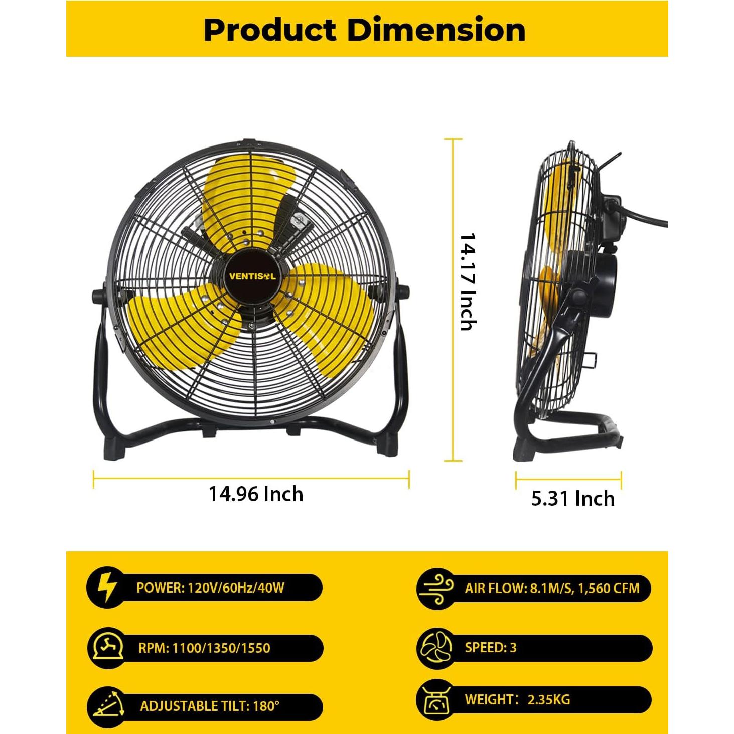 Ventilador de Piso VENTISOL 30.48 cm 3 Velocidades Metal