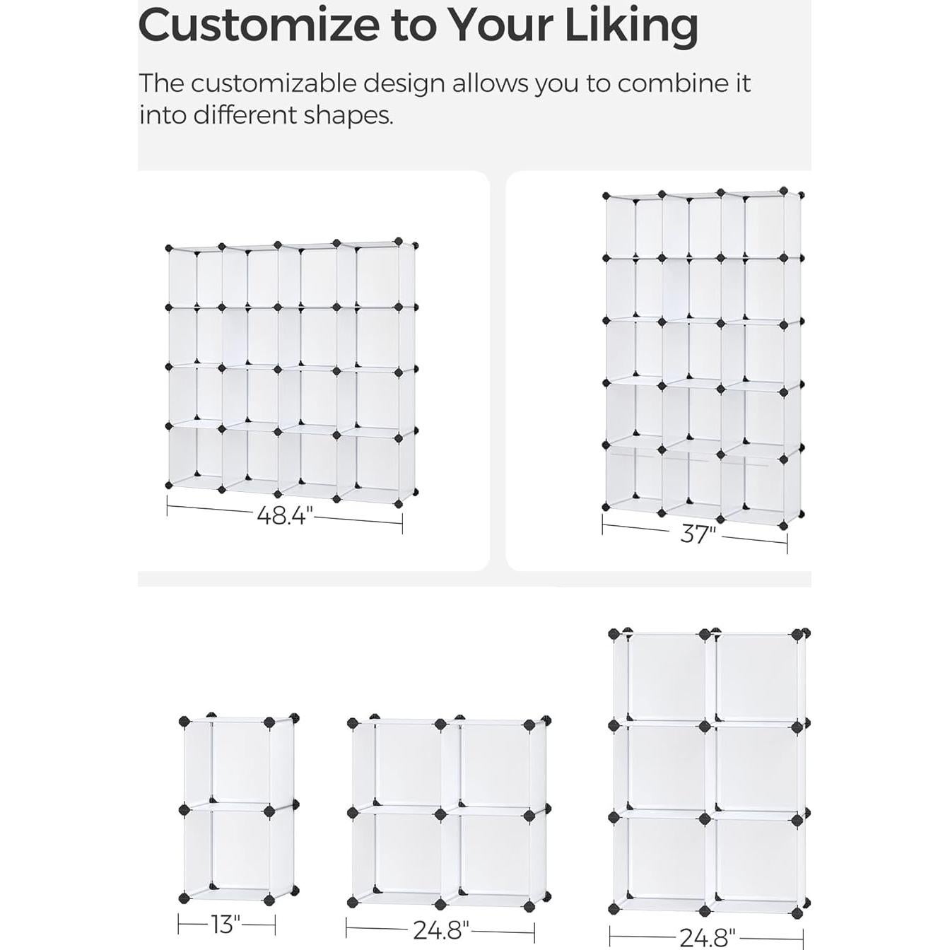 Organizador de Almacenamiento en Cubos Songmics 16 Cubos Blanco