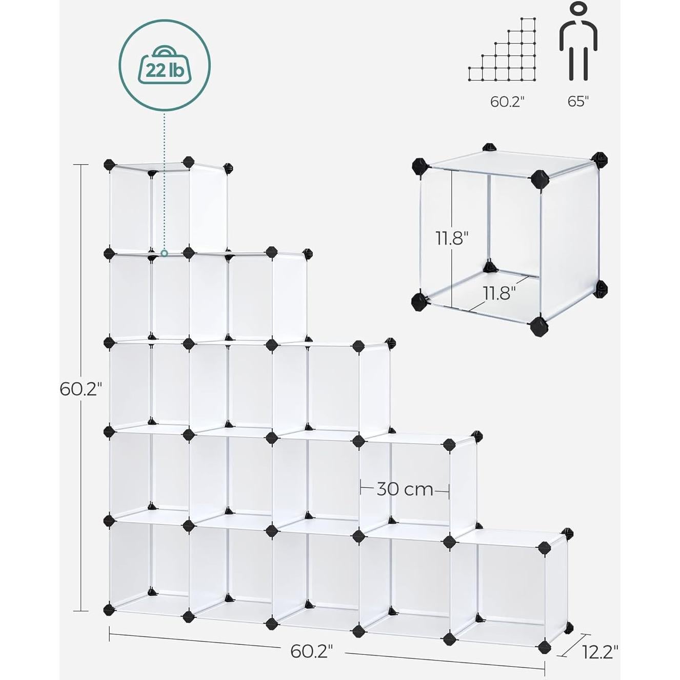 Organizador de Almacenamiento en Cubos Songmics 16 Cubos Blanco