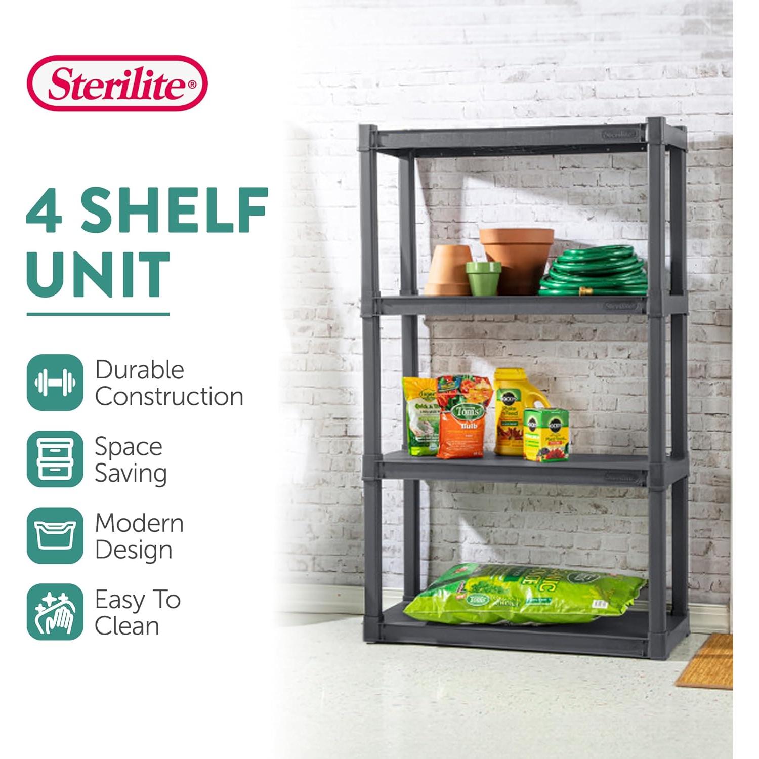 Estante de Plástico Sterilite 4 Estantes Alta Resistencia