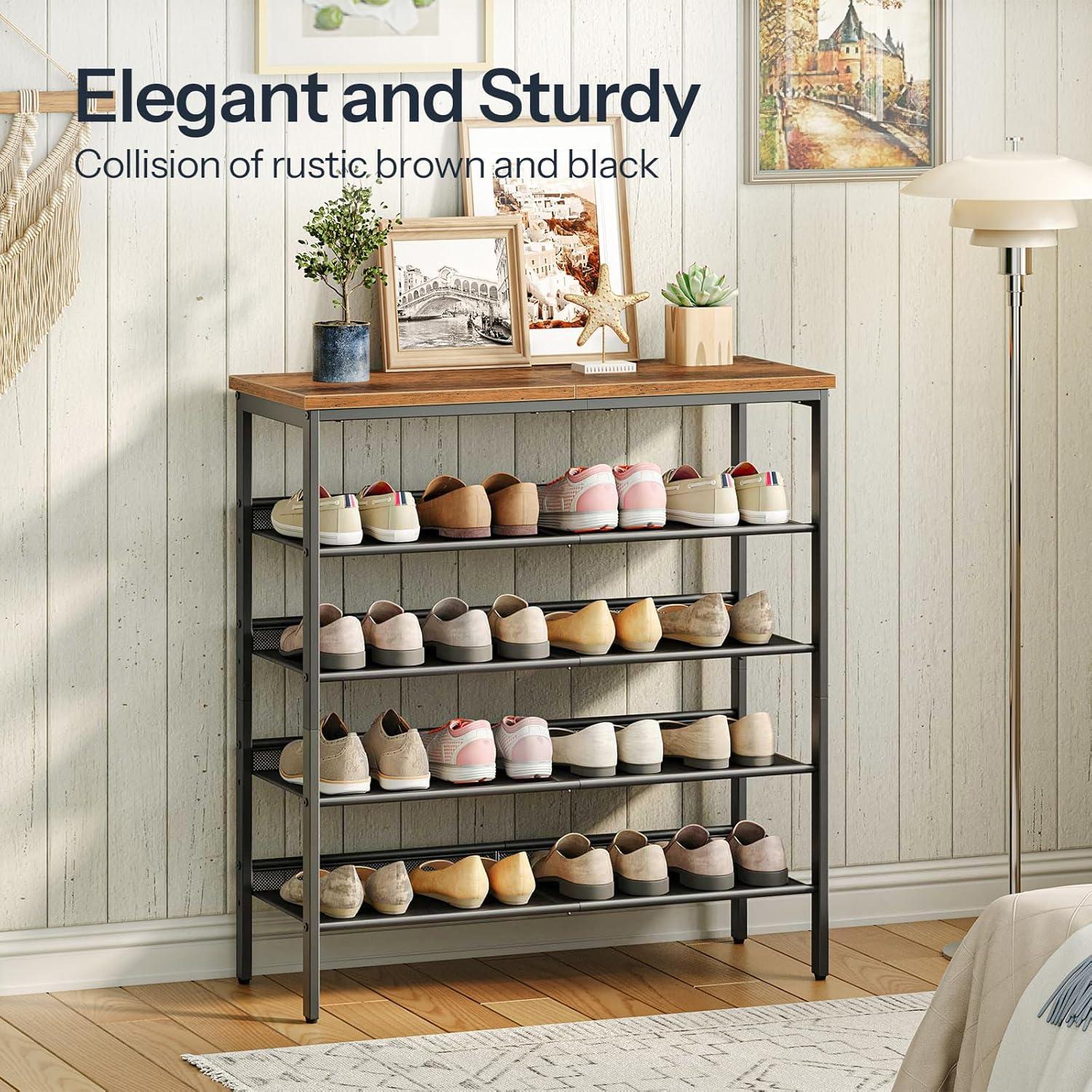 Estante para Zapatos HOOBRO 5 Niveles Marrón Rústico 81 cm