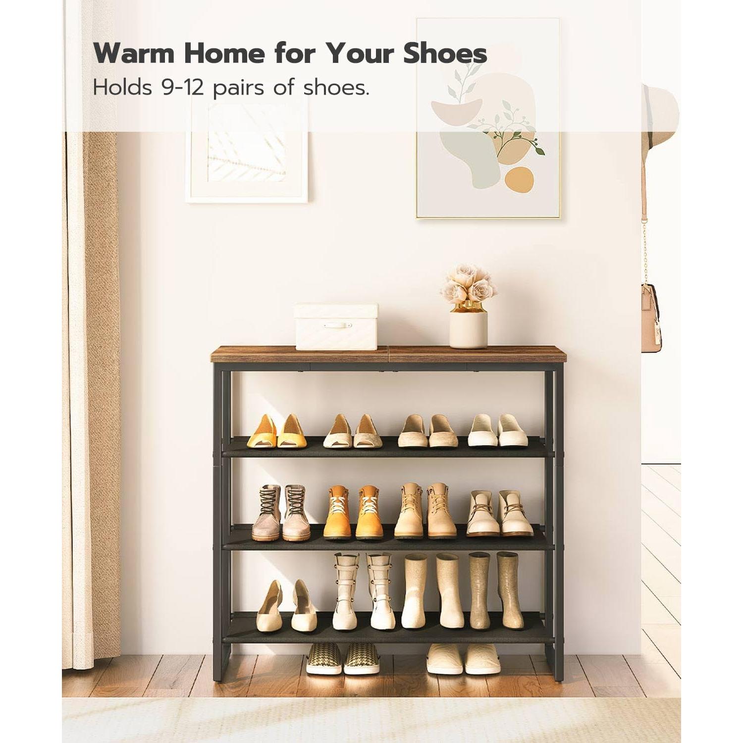 Estante para Zapatos HOOBRO 4 Niveles Marrón Rústico