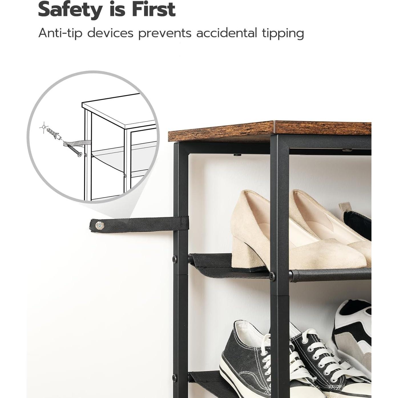 Estante para Zapatos HOOBRO 4 Niveles Marrón Rústico