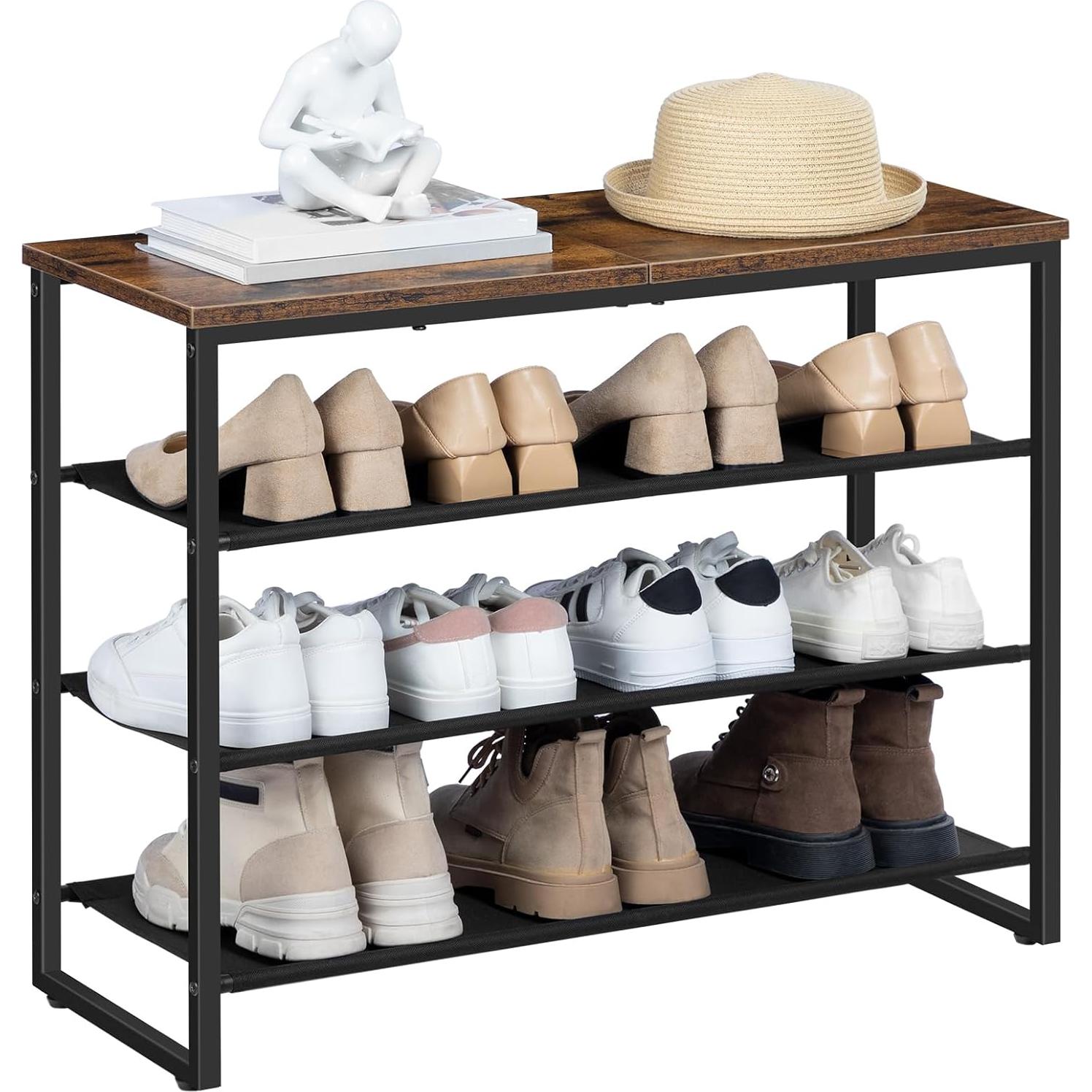 Estante para Zapatos HOOBRO 4 Niveles Marrón Rústico