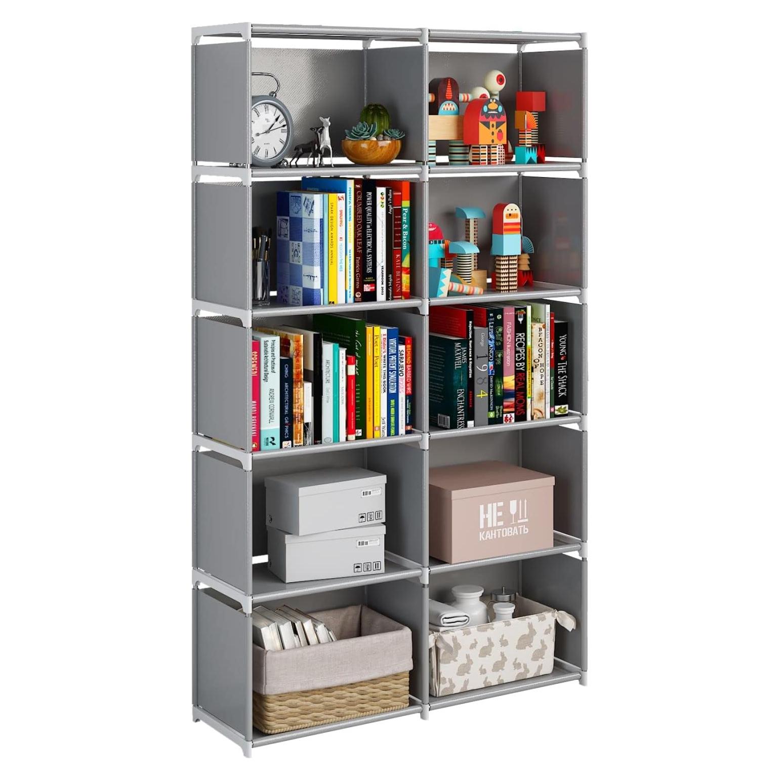 Estantería Portátil JIUYOTREE 10 Cubos Gris 80x31x156 cm