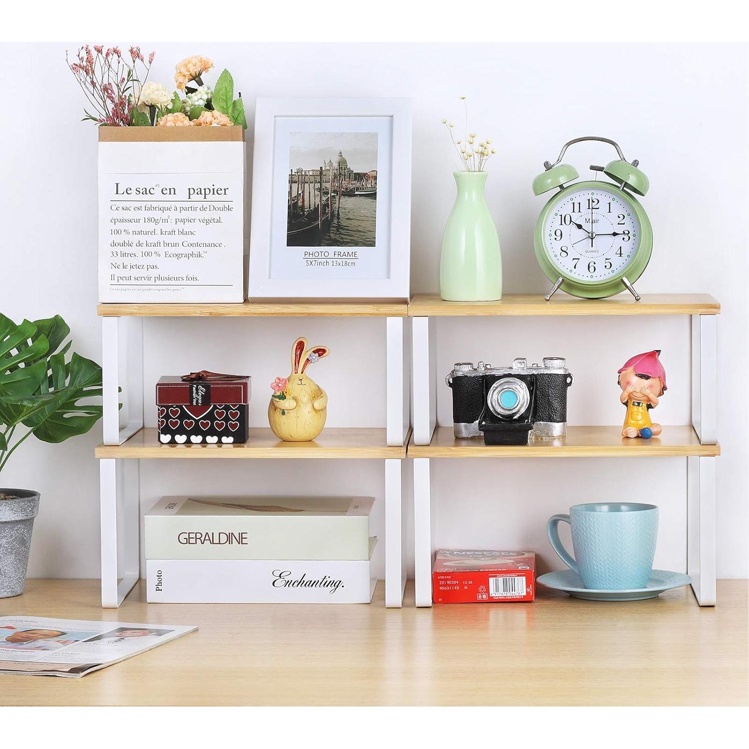 Estante de Cocina NEX de Bambú, Set de 4, Apilable y Expandible