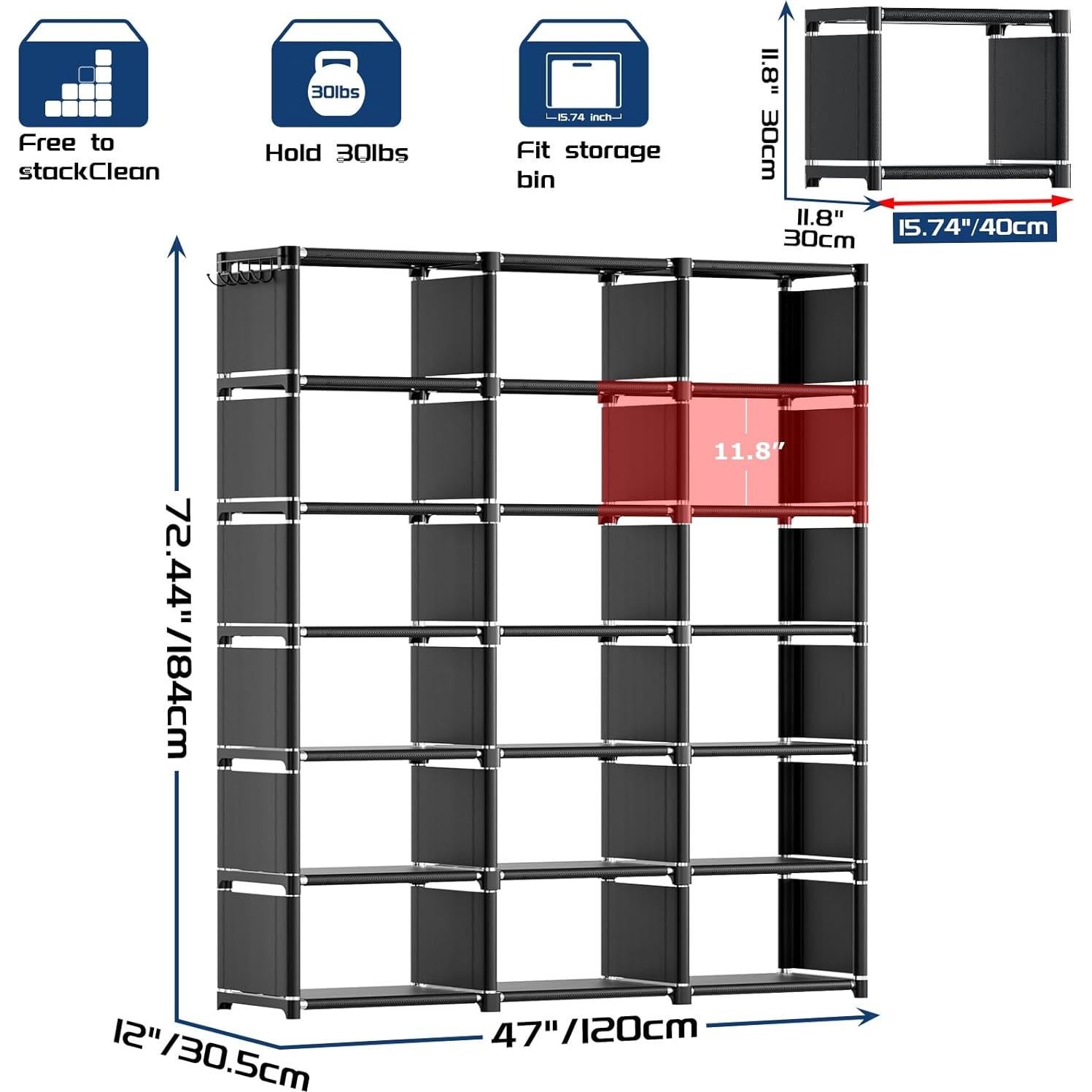 Estantería Mavivegue 18 Cubos Negro Organizador DIY