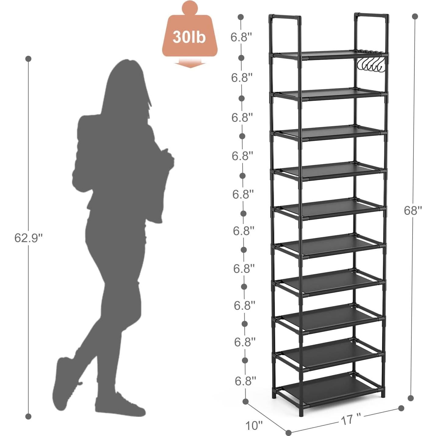 Organizador de Zapatos Alto LANTEFUL 10 Niveles 20-25 Pares Negro