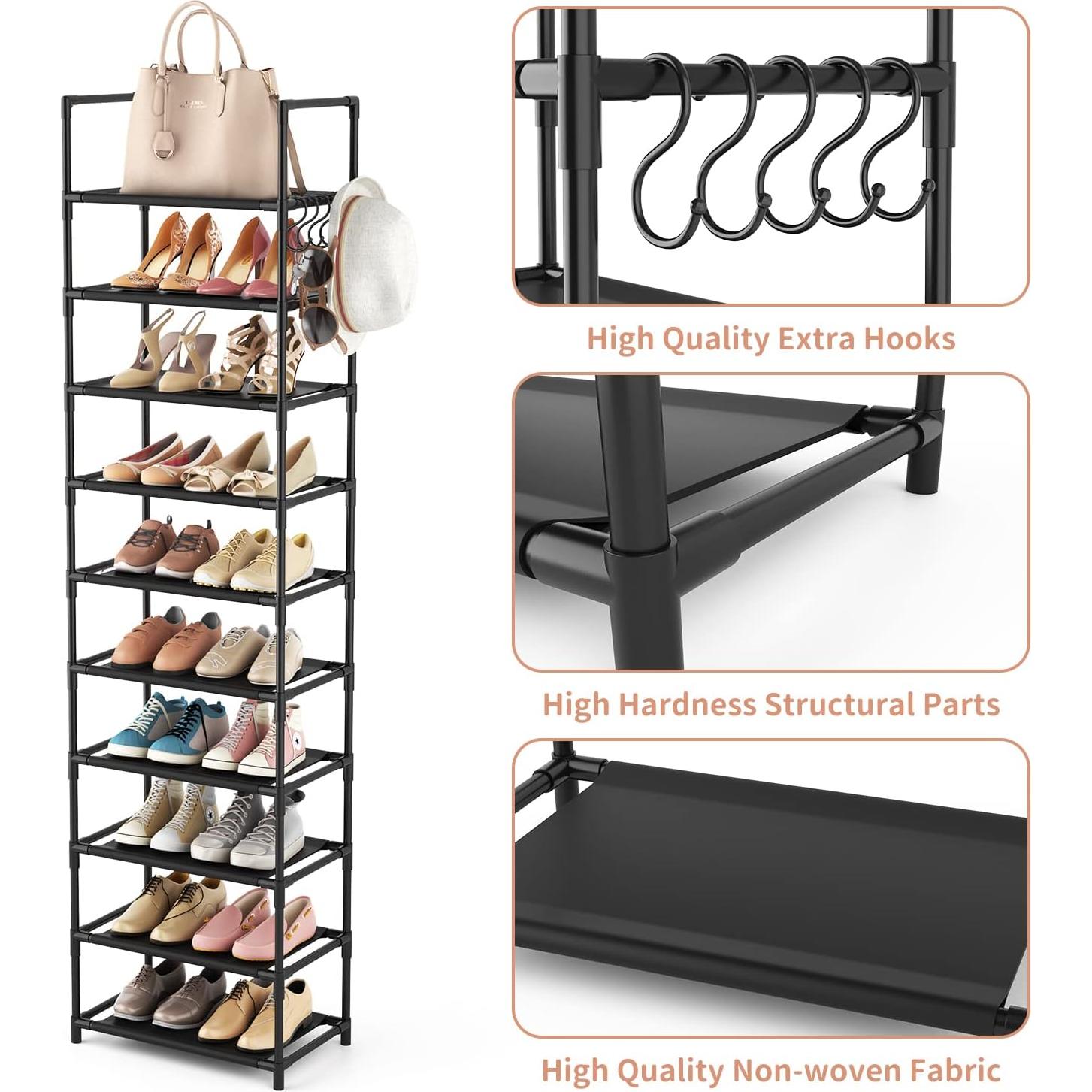 Organizador de Zapatos Alto LANTEFUL 10 Niveles 20-25 Pares Negro
