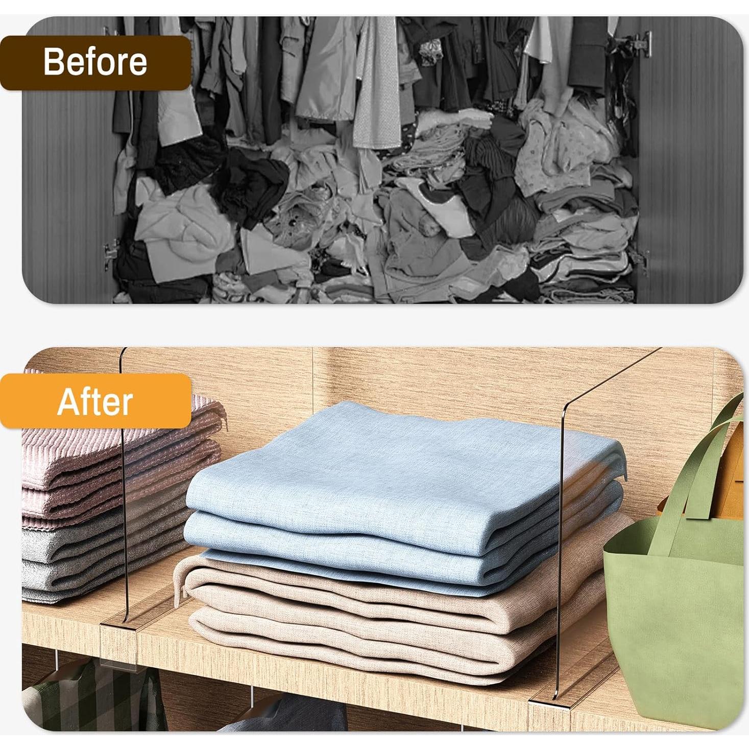 Paquete de 8 Divisores de Estante Acrílico Ginbel 33 cm