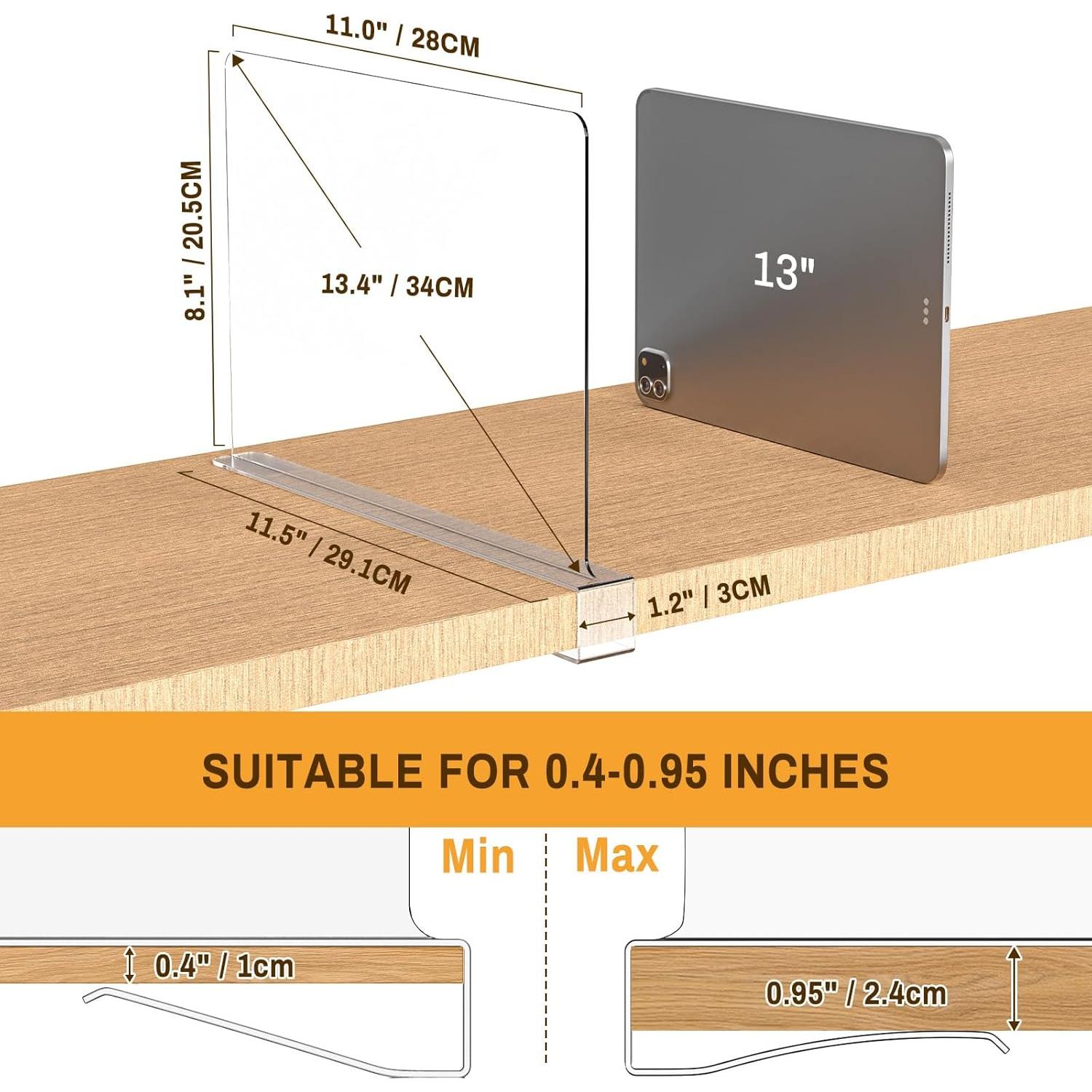 Paquete de 8 Divisores de Estante Acrílico Ginbel 33 cm
