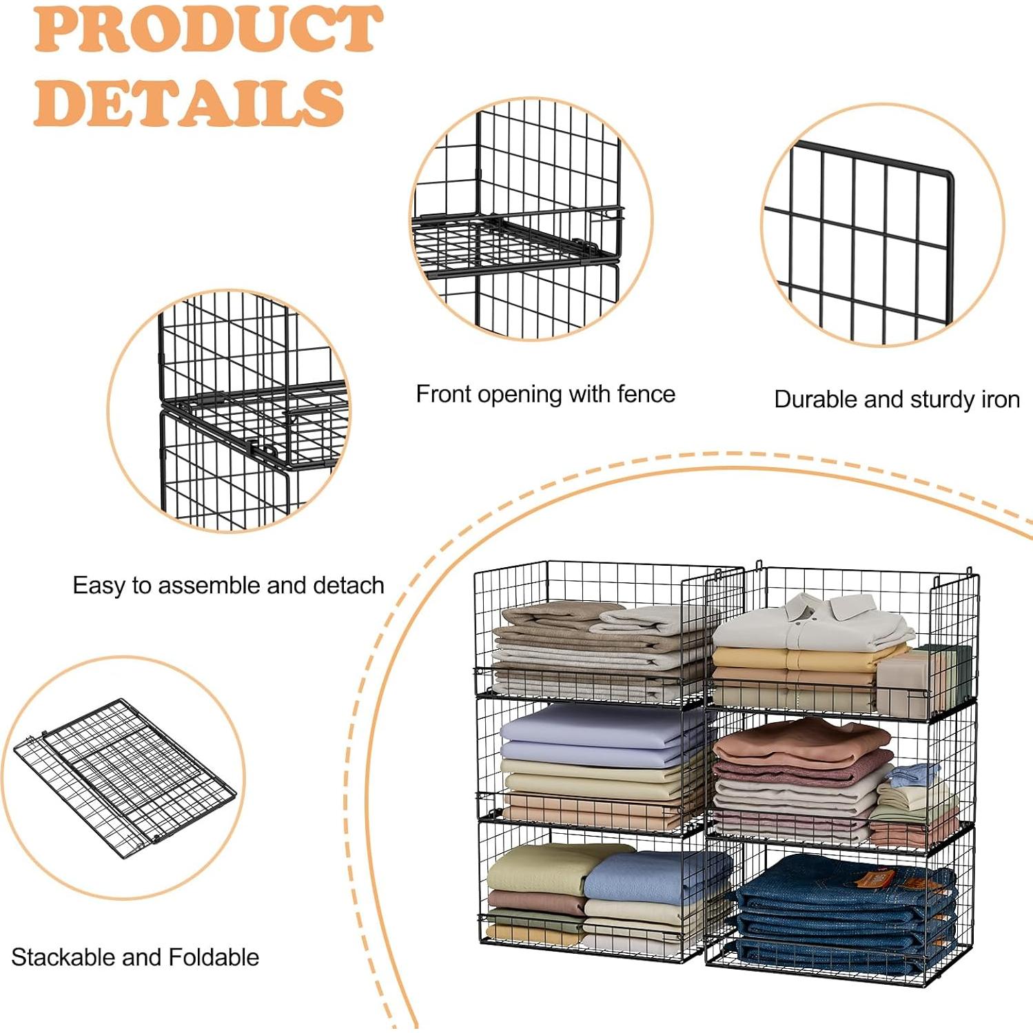 Organizador de Closet Yociyoga 6 Niveles Plegable Metal 6,35 kg