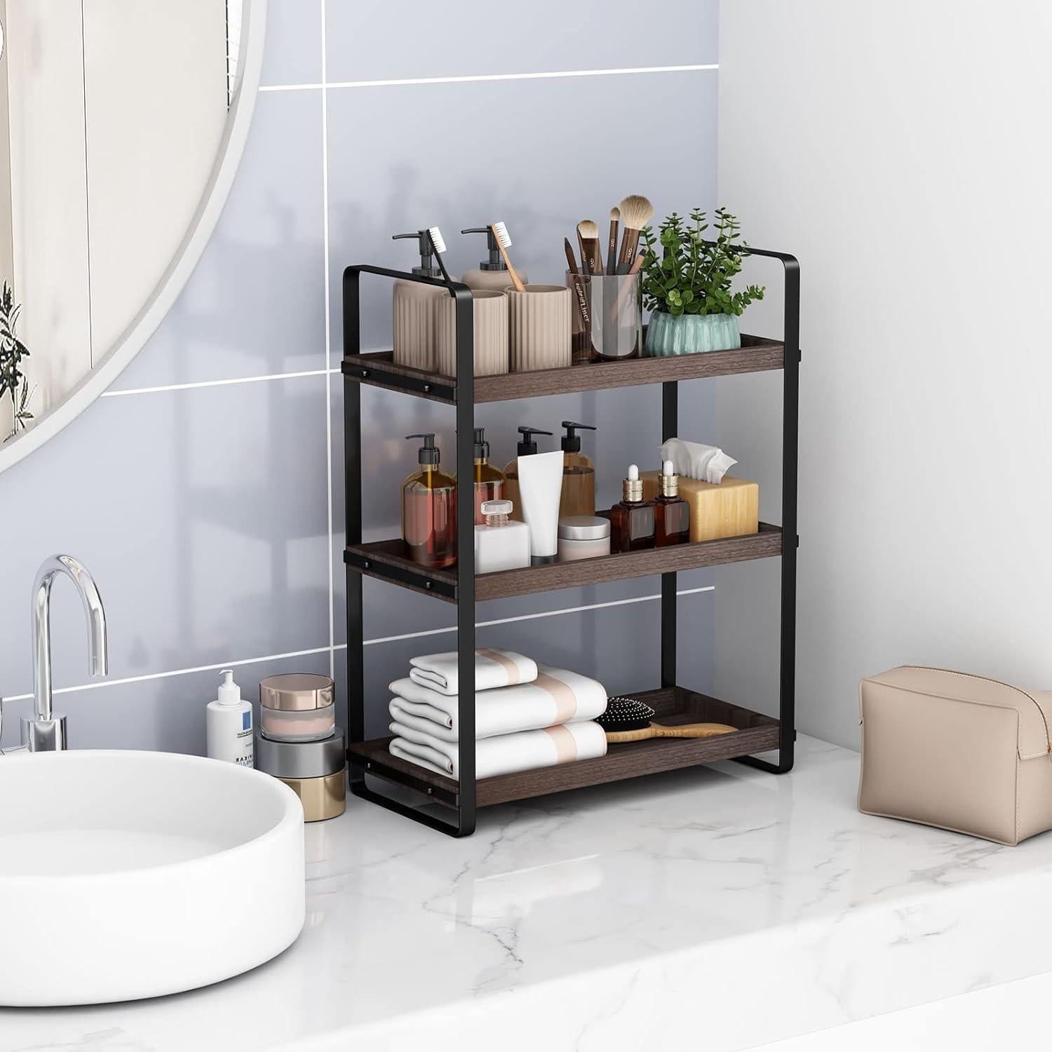 Organizador de Baño HNRLOY M-11 Marrón 3 Niveles