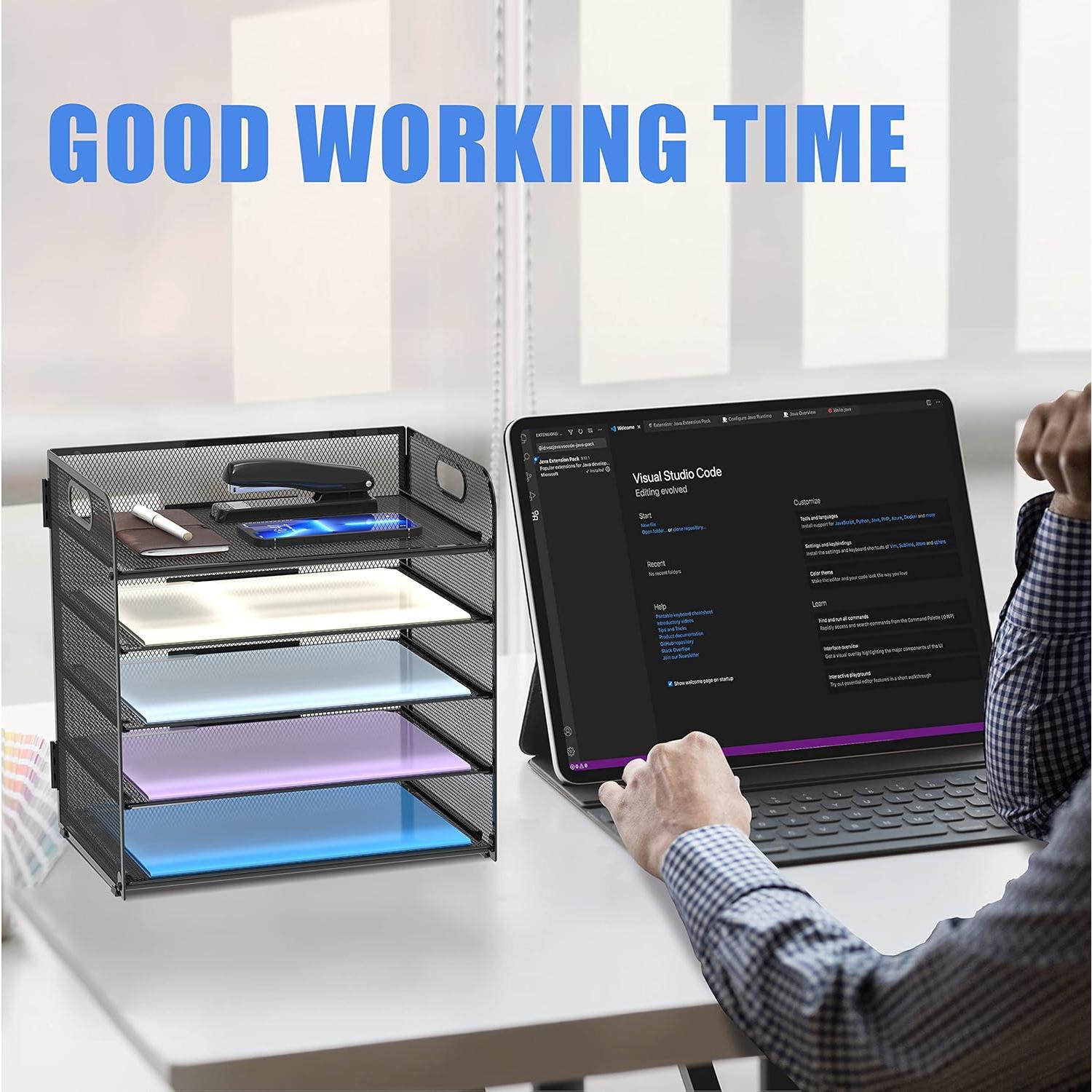 Organizador de Papel SUPEASY 5 Bandejas Malla Negro