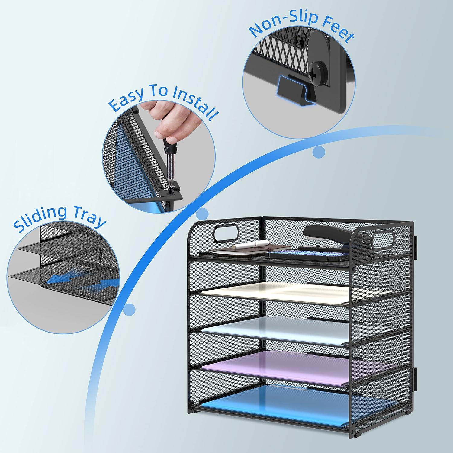 Organizador de Papel SUPEASY 5 Bandejas Malla Negro