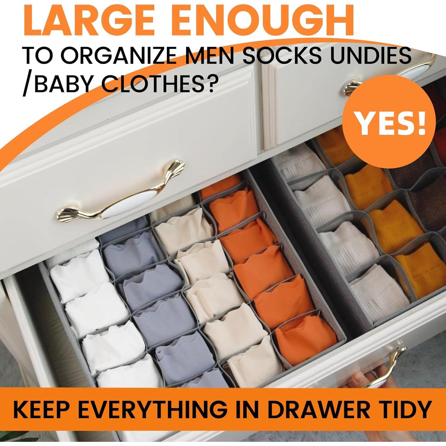 Organizador de Calcetines y Ropa Interior Criusia 3 Pack 64 Celdas