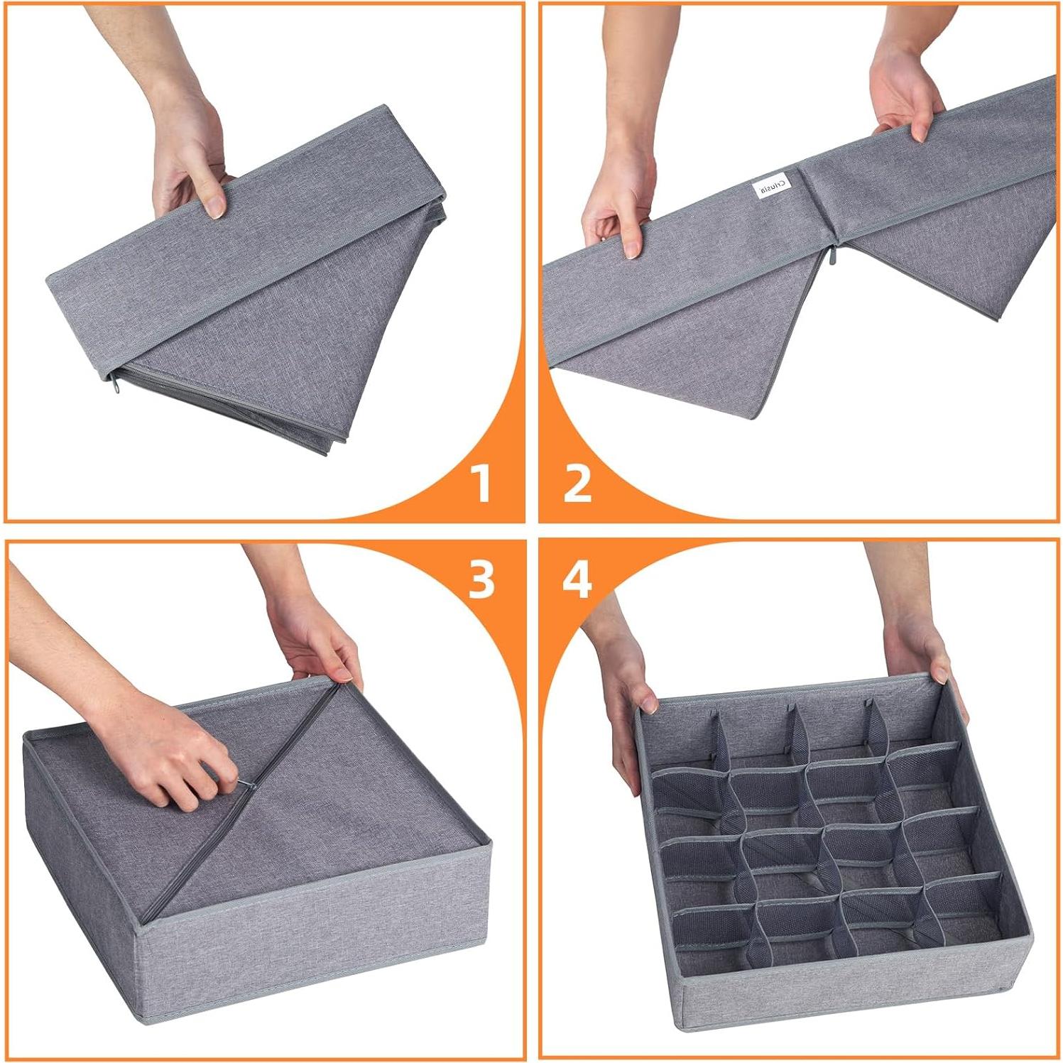 Organizador de Calcetines y Ropa Interior Criusia 3 Pack 64 Celdas