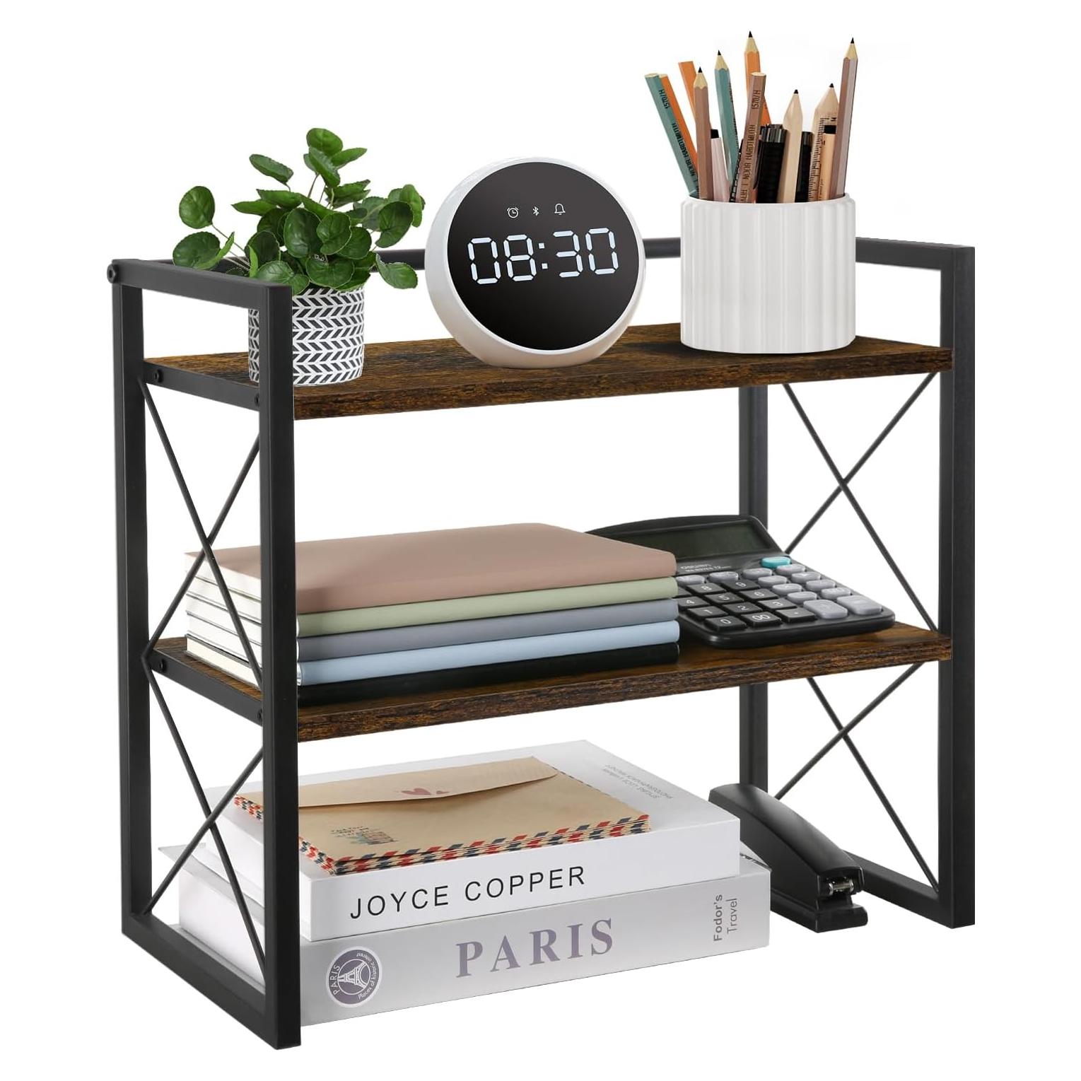 Organizador de Estante de Escritorio YINMIT 2 Niveles Madera