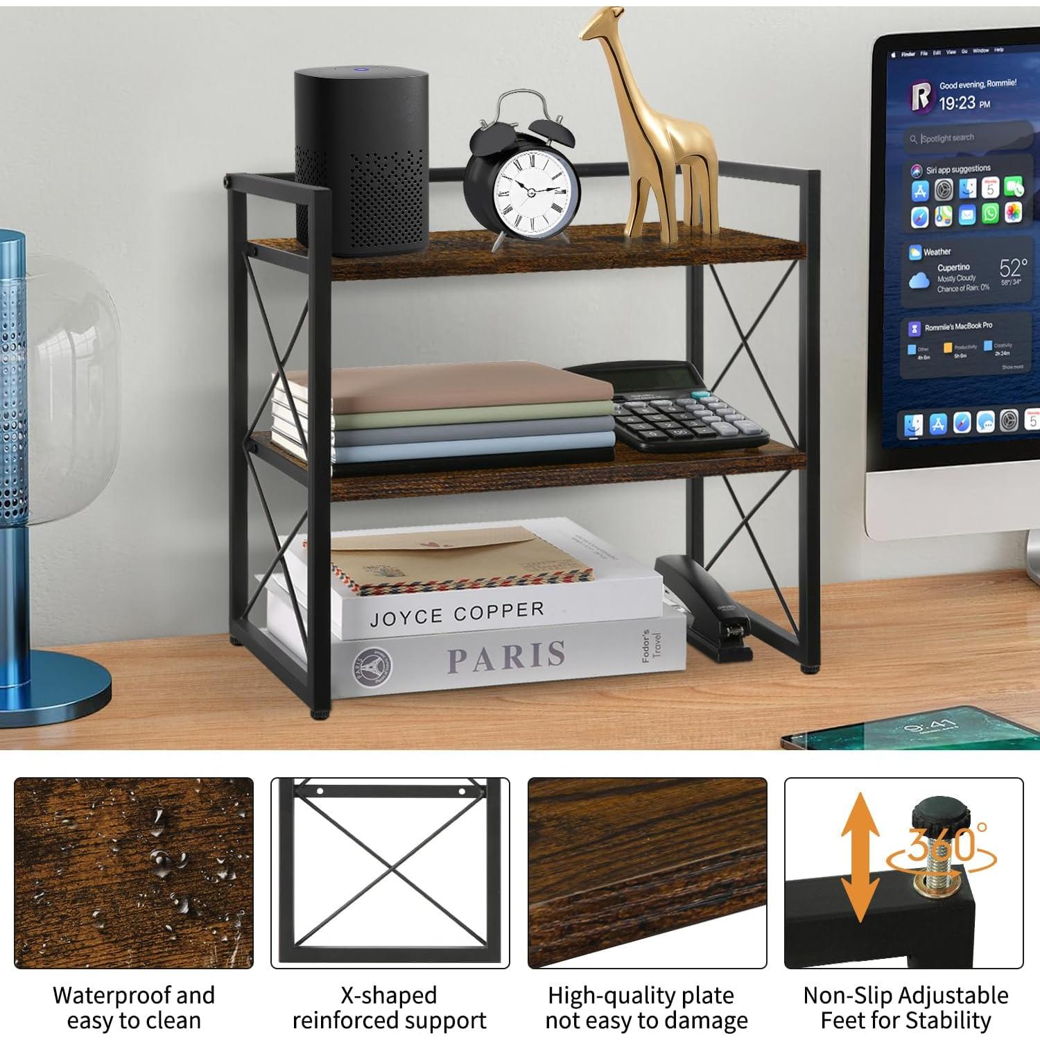 Organizador de Estante de Escritorio YINMIT 2 Niveles Madera