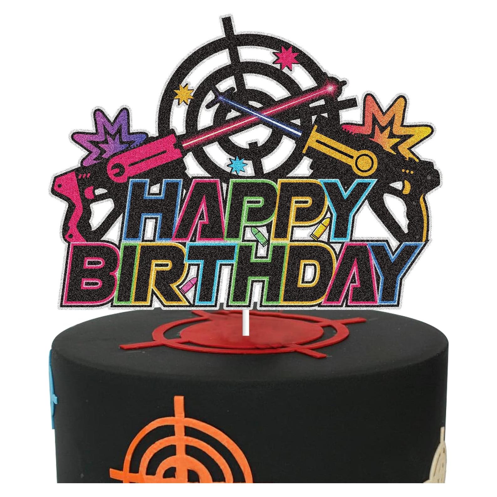 Topper de pastel Laser Tag LINGBOOM 21x17 cm decoración