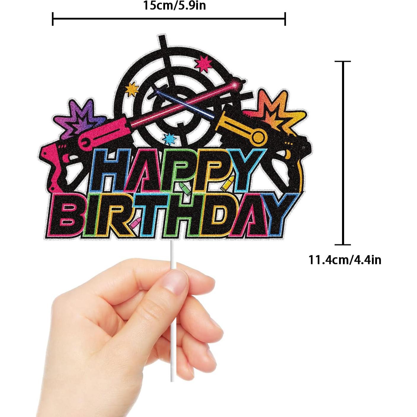 Topper de pastel Laser Tag LINGBOOM 21x17 cm decoración