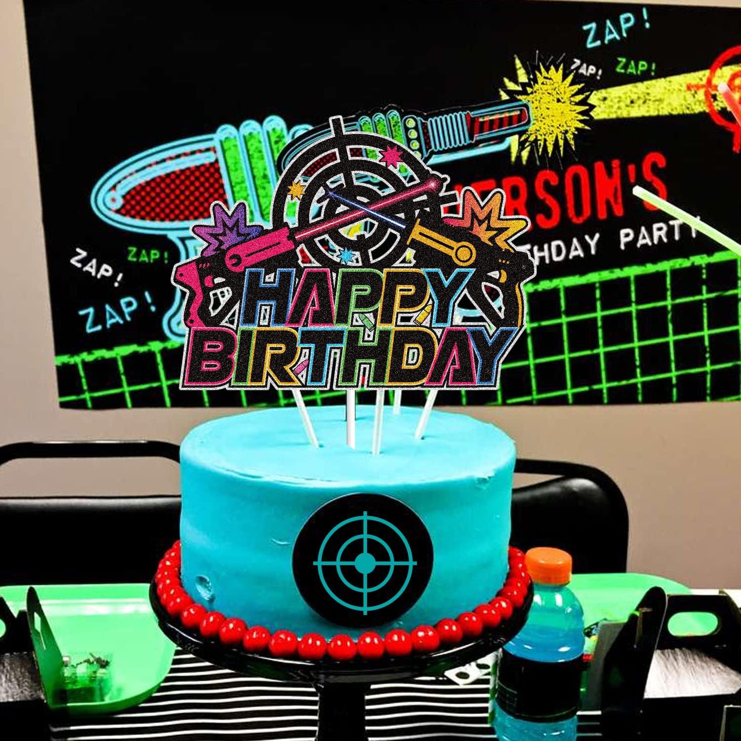 Topper de pastel Laser Tag LINGBOOM 21x17 cm decoración