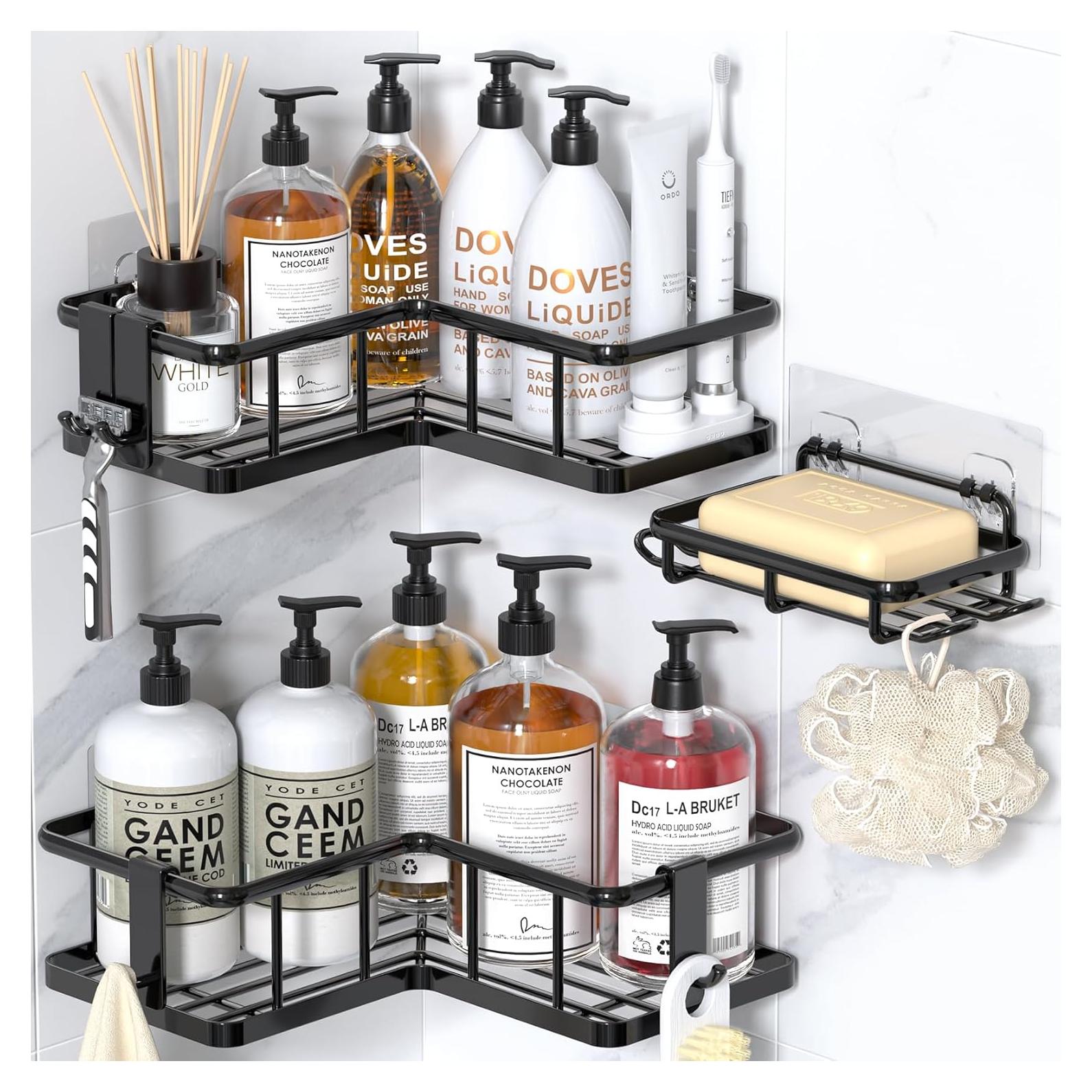 Organizador de Ducha Esquinero YASONIC 3 Estantes Negro