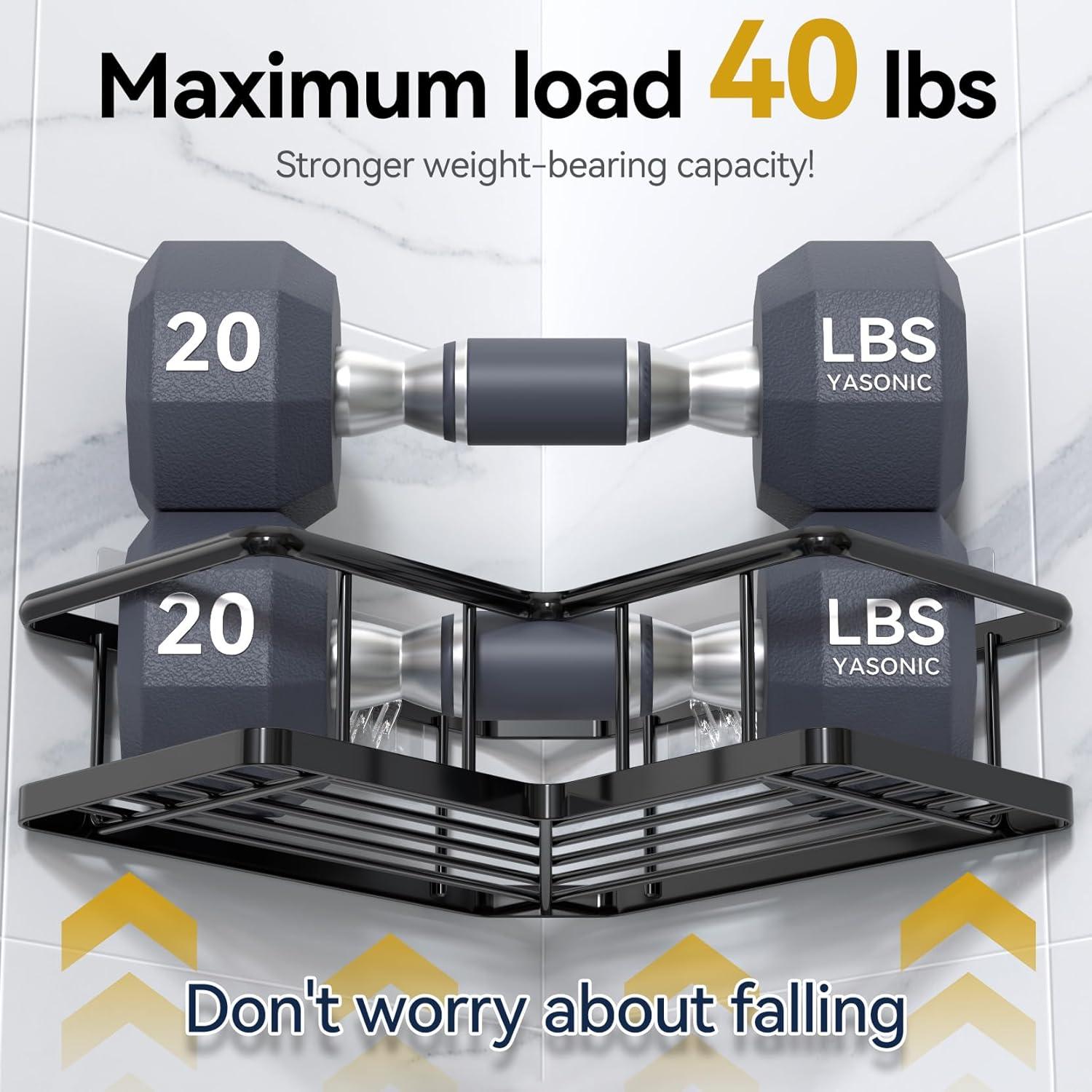 Organizador de Ducha Esquinero YASONIC 3 Estantes Negro