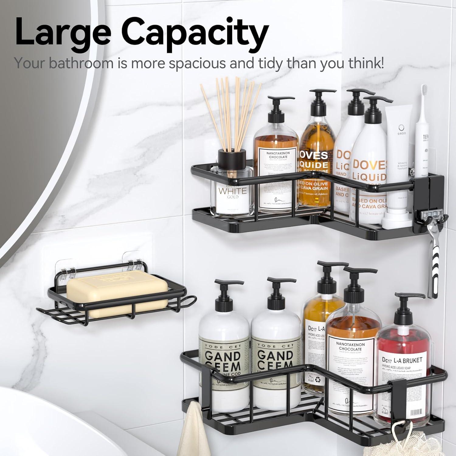 Organizador de Ducha Esquinero YASONIC 3 Estantes Negro