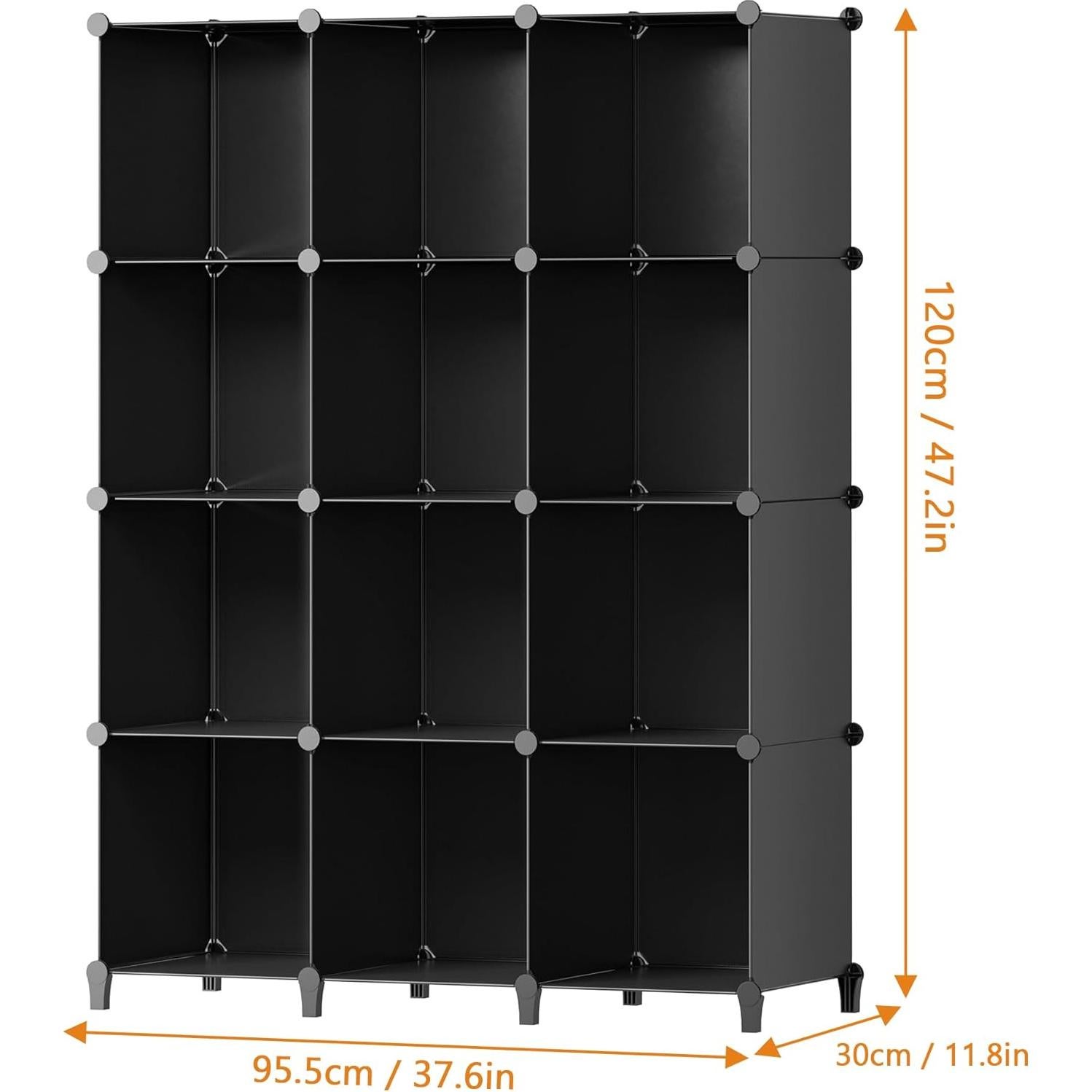 Organizador de Closet HOMIDEC 12 Cubos Negro 30x30 cm